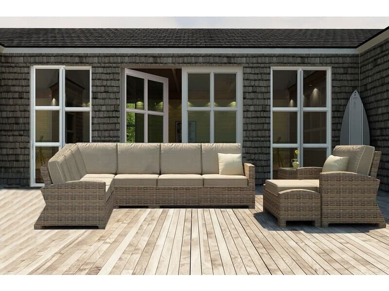Forever Patio Cypress Wicker Heather Thick 7 Piece Sectional Lounge Set
