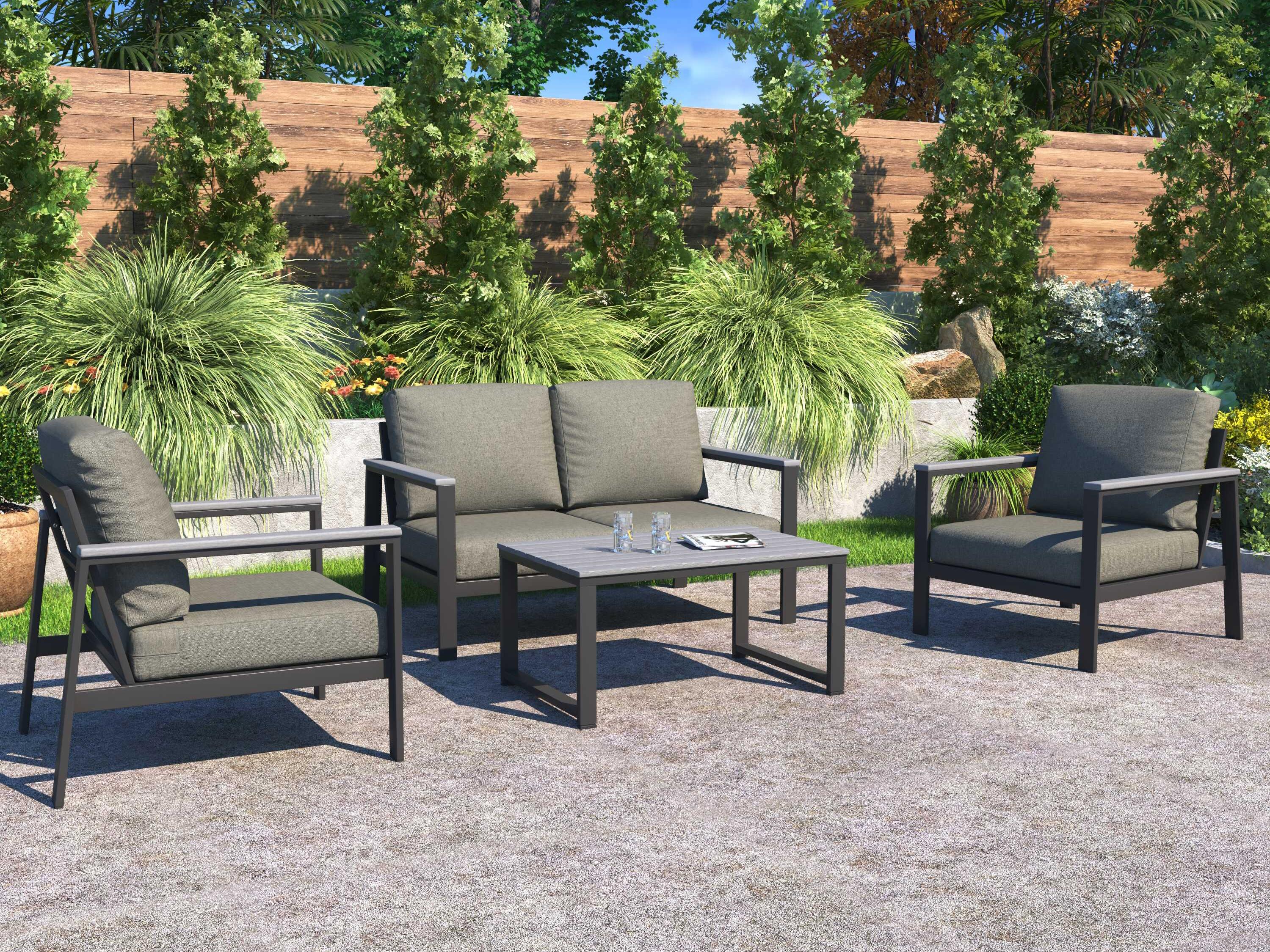 Forever Patio Hanover Slat Aluminum Dark Gray 3 Piece Lounge Set