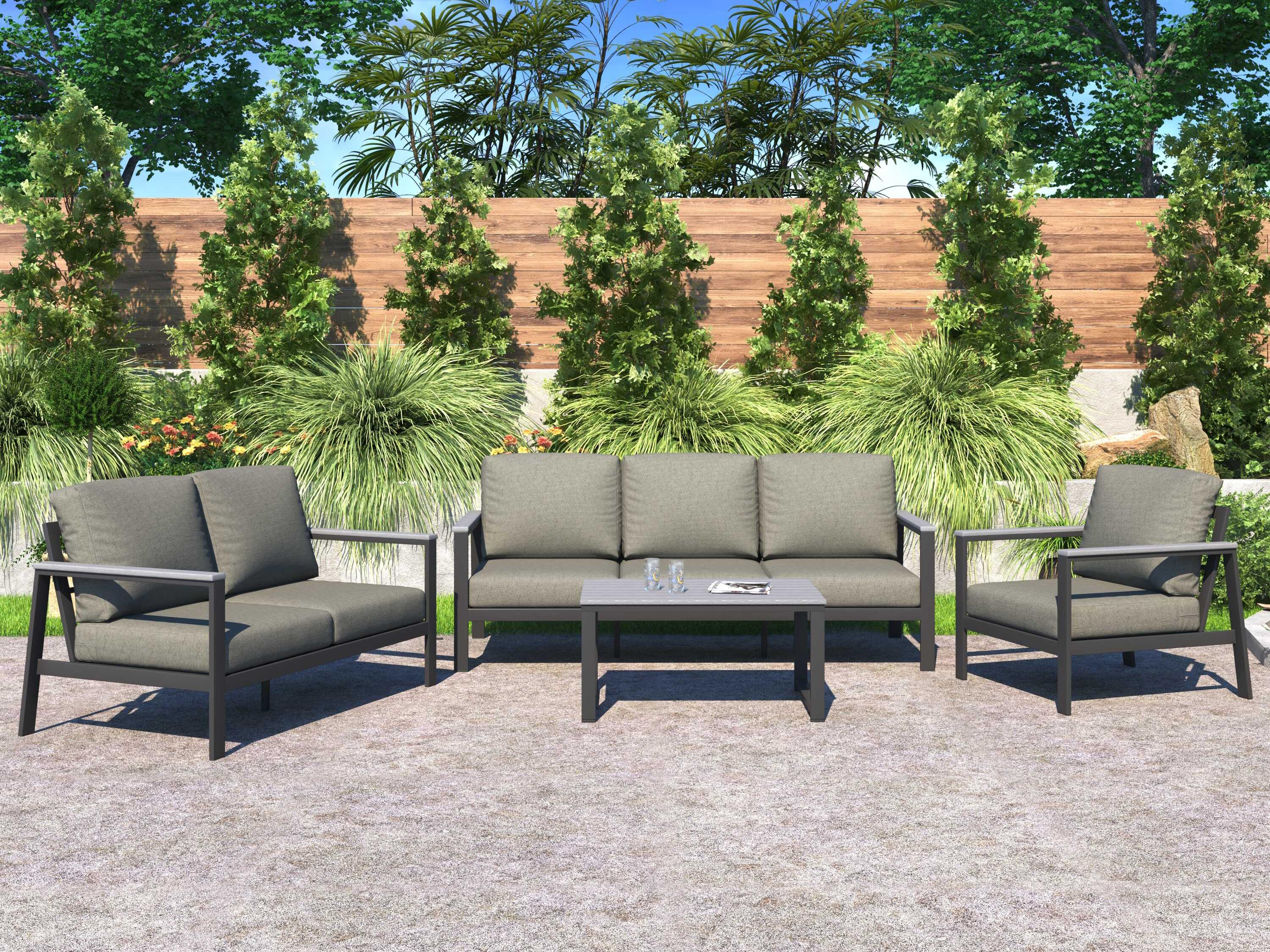 Forever Patio Hanover Slat Aluminum Dark Gray 5 Piece Lounge Set