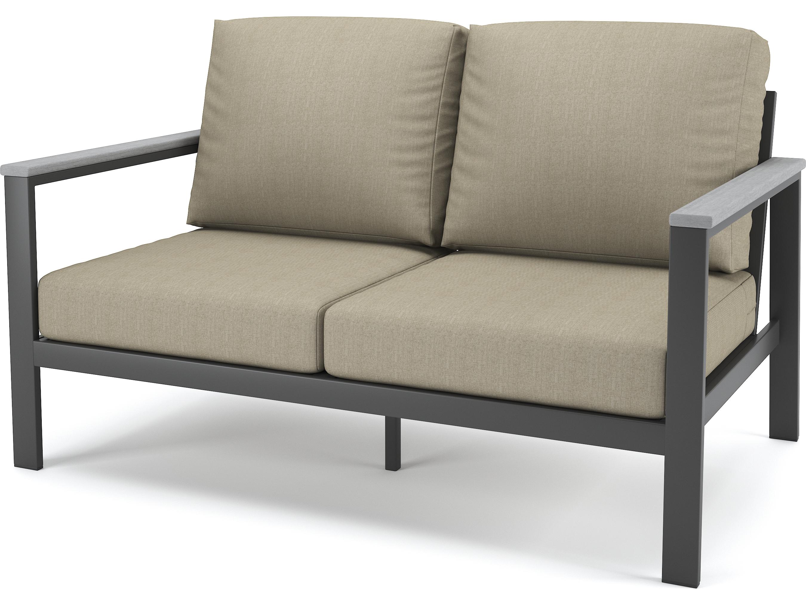 Forever Patio Hanover Slat Aluminum Loveseat with Polytuf Arm