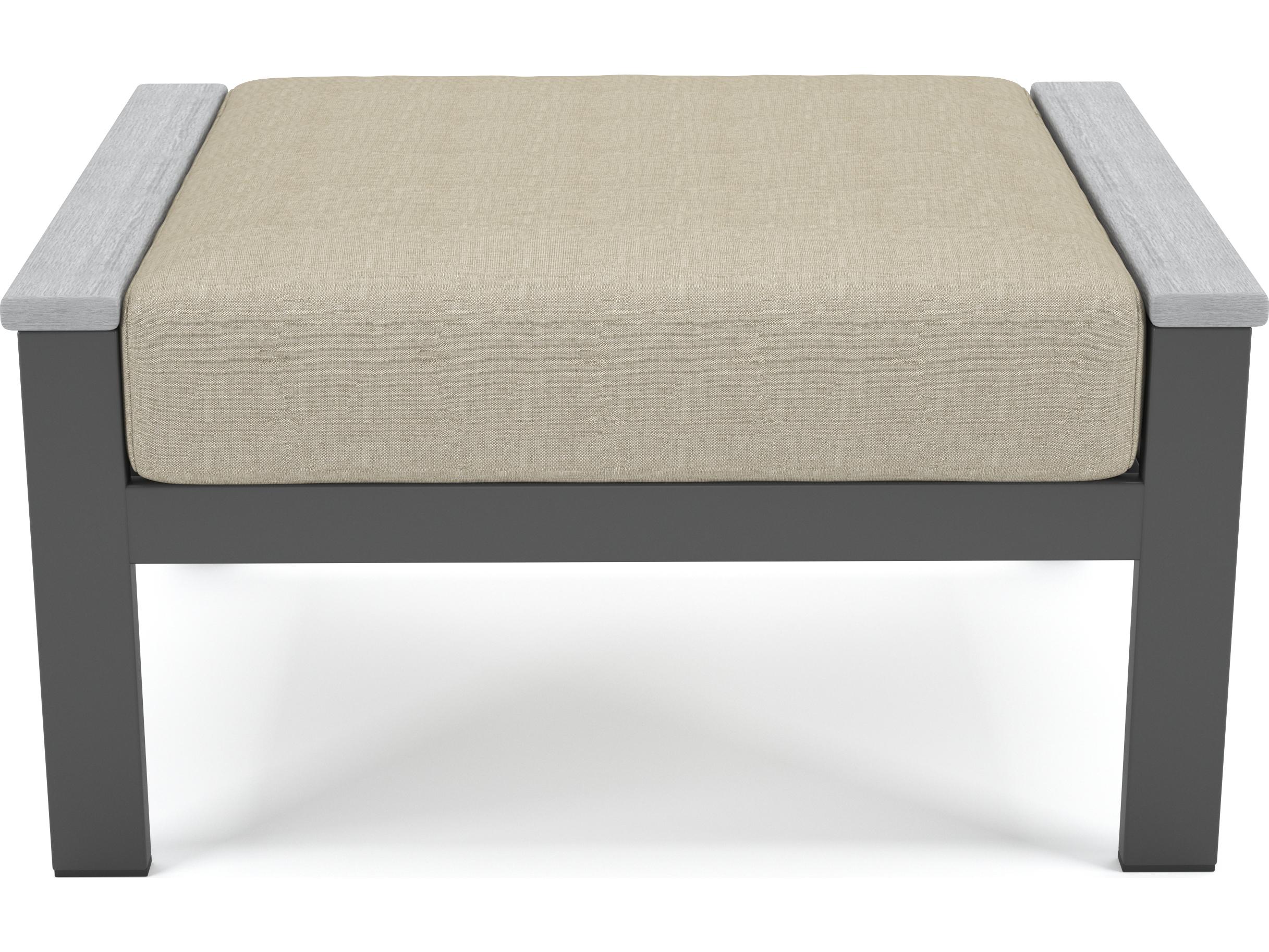 Forever Patio Hanover Slat Aluminum Gray Ottoman with PolyTuf Arm