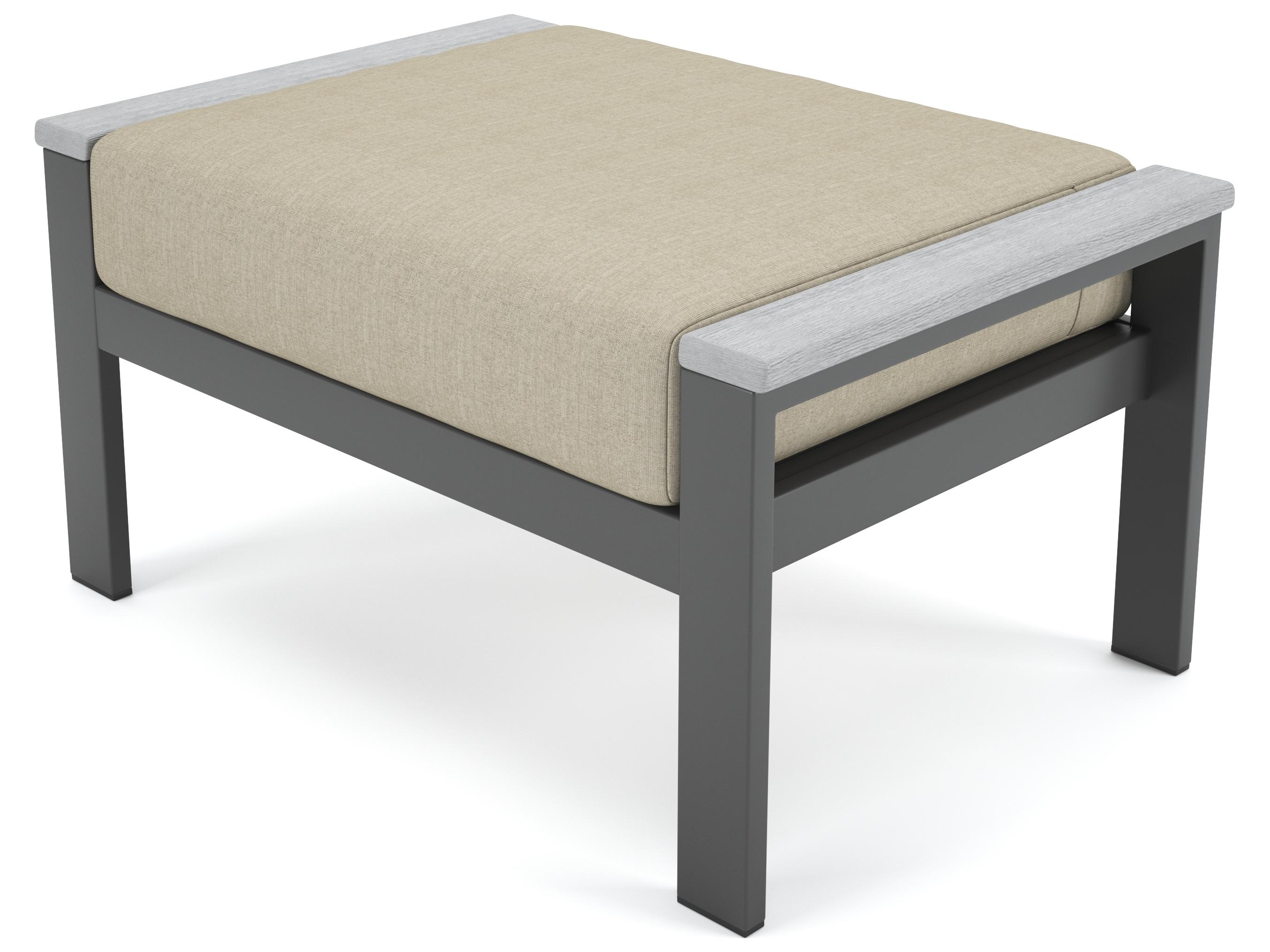 Forever Patio Hanover Slat Aluminum Gray Ottoman with PolyTuf Arm