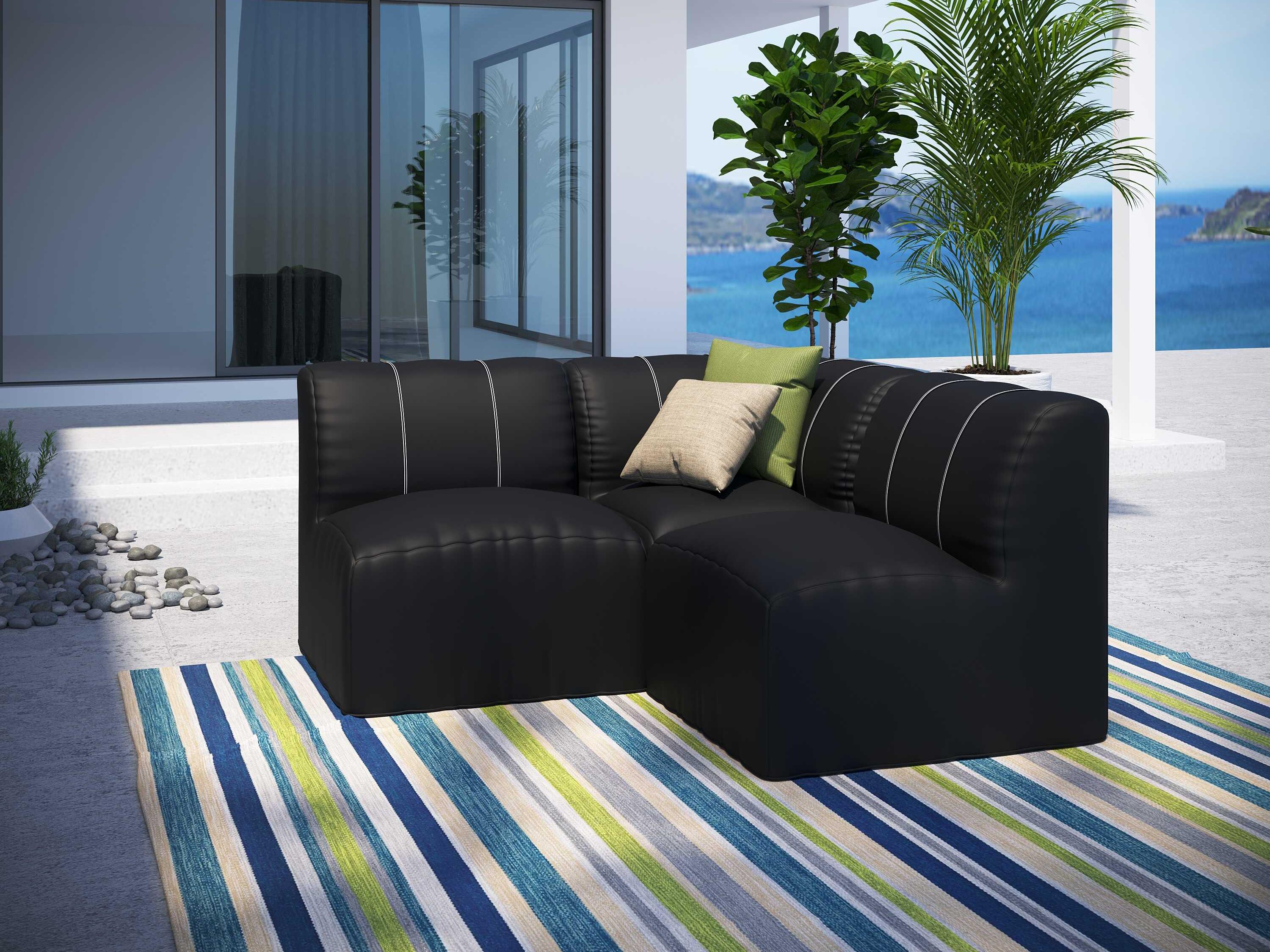 Forever Patio Murano Teak Poly 3 Piece Sectional Lounge Set