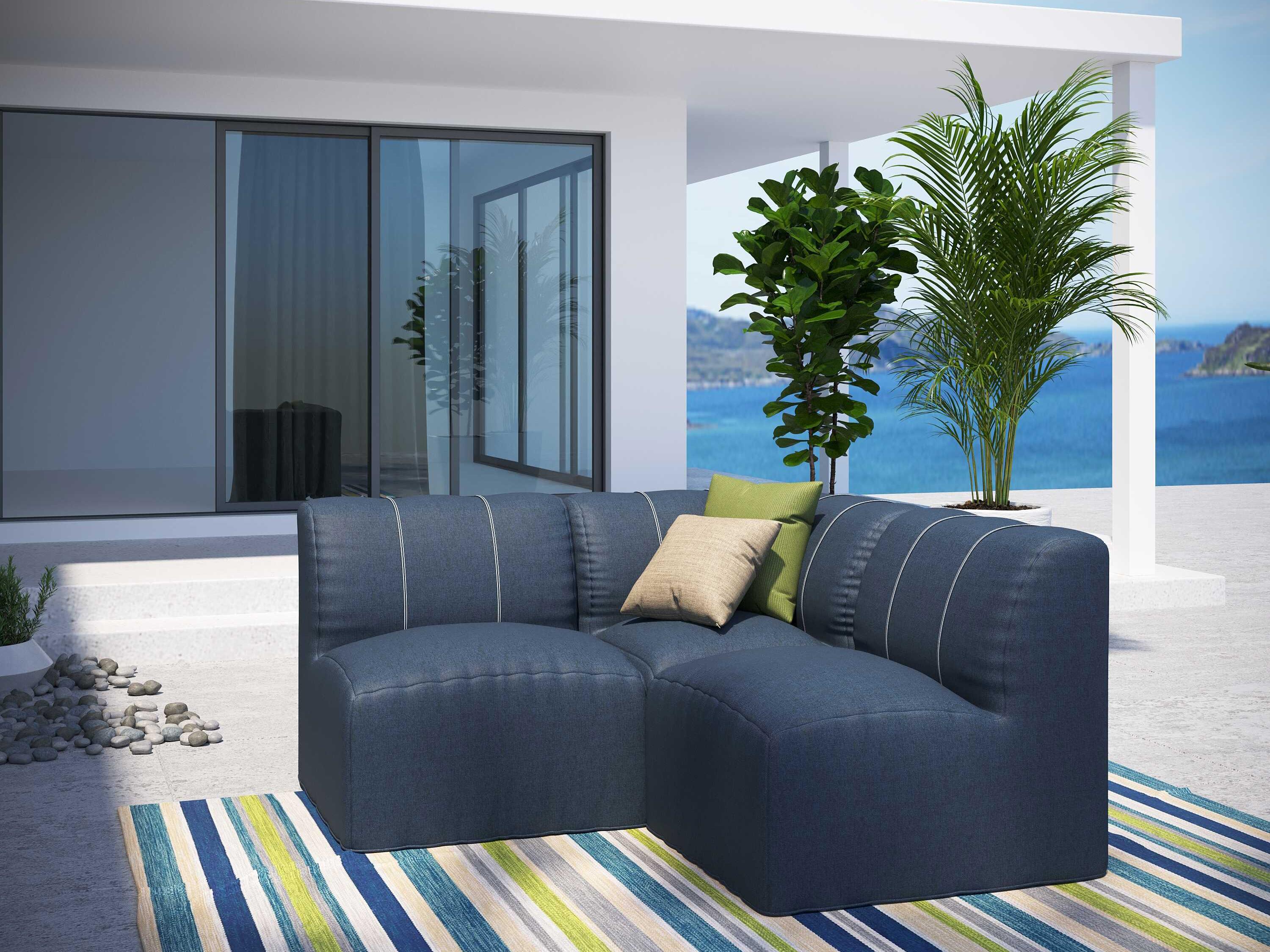 Forever Patio Murano Teak Poly 3 Piece Sectional Lounge Set