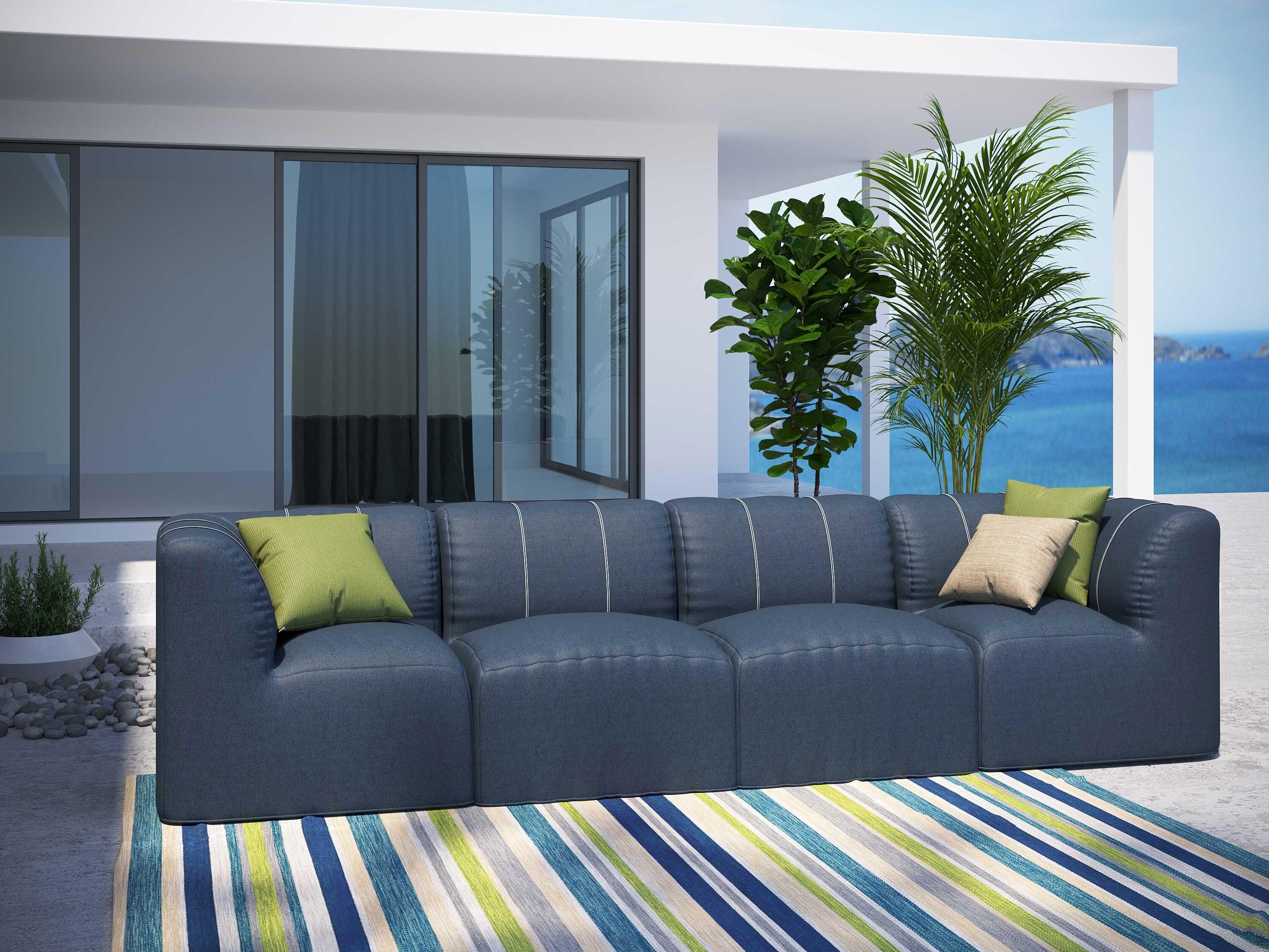 Forever Patio Murano Teak Poly 4 Piece Sectional Lounge Set