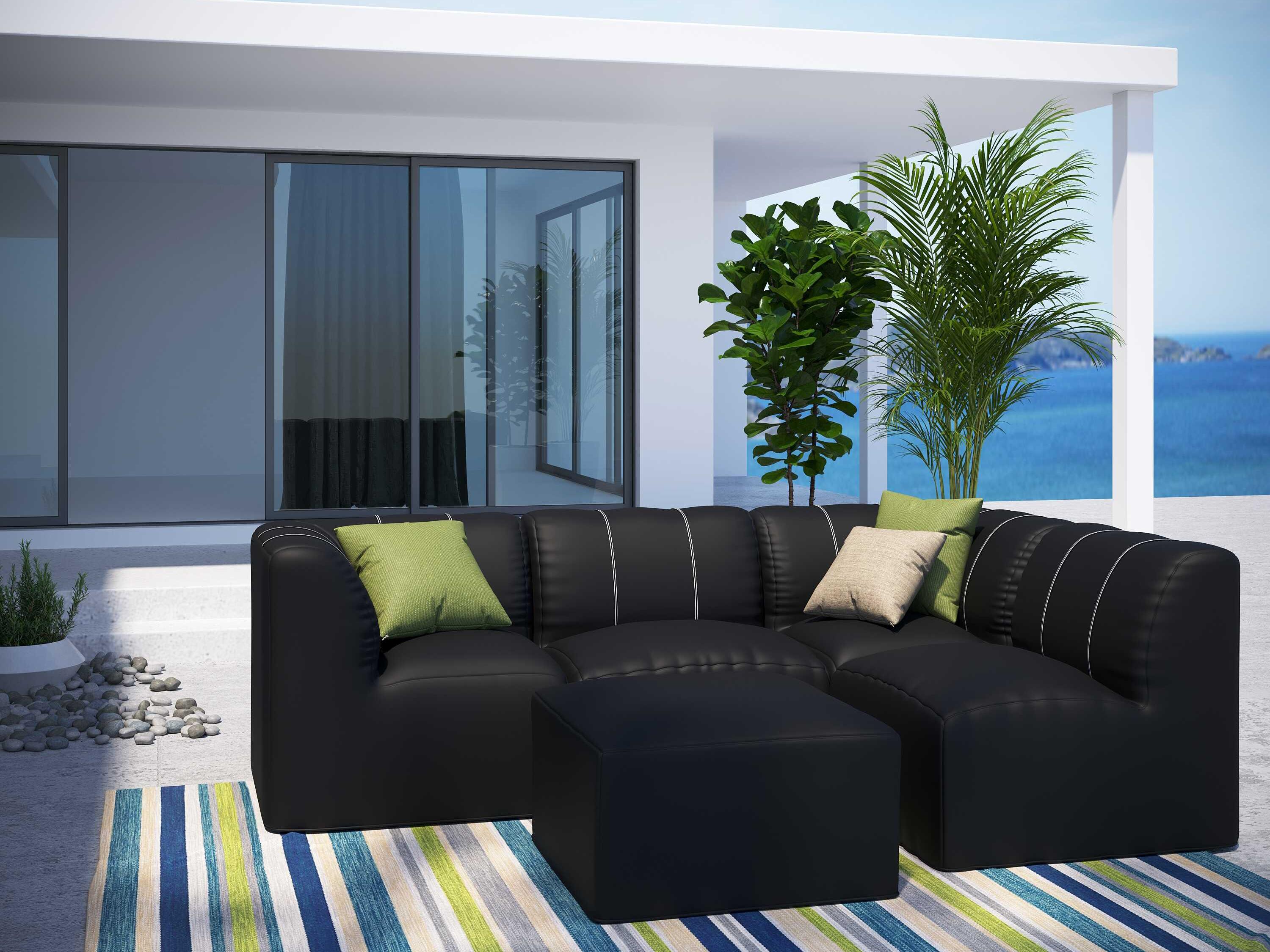 Forever Patio Murano Teak Poly 5 Piece Sectional Lounge Set