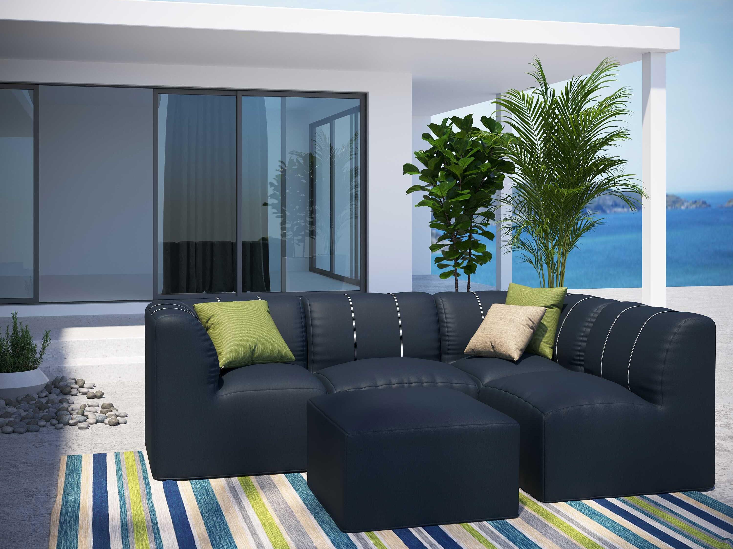 Forever Patio Murano Teak Poly 5 Piece Sectional Lounge Set