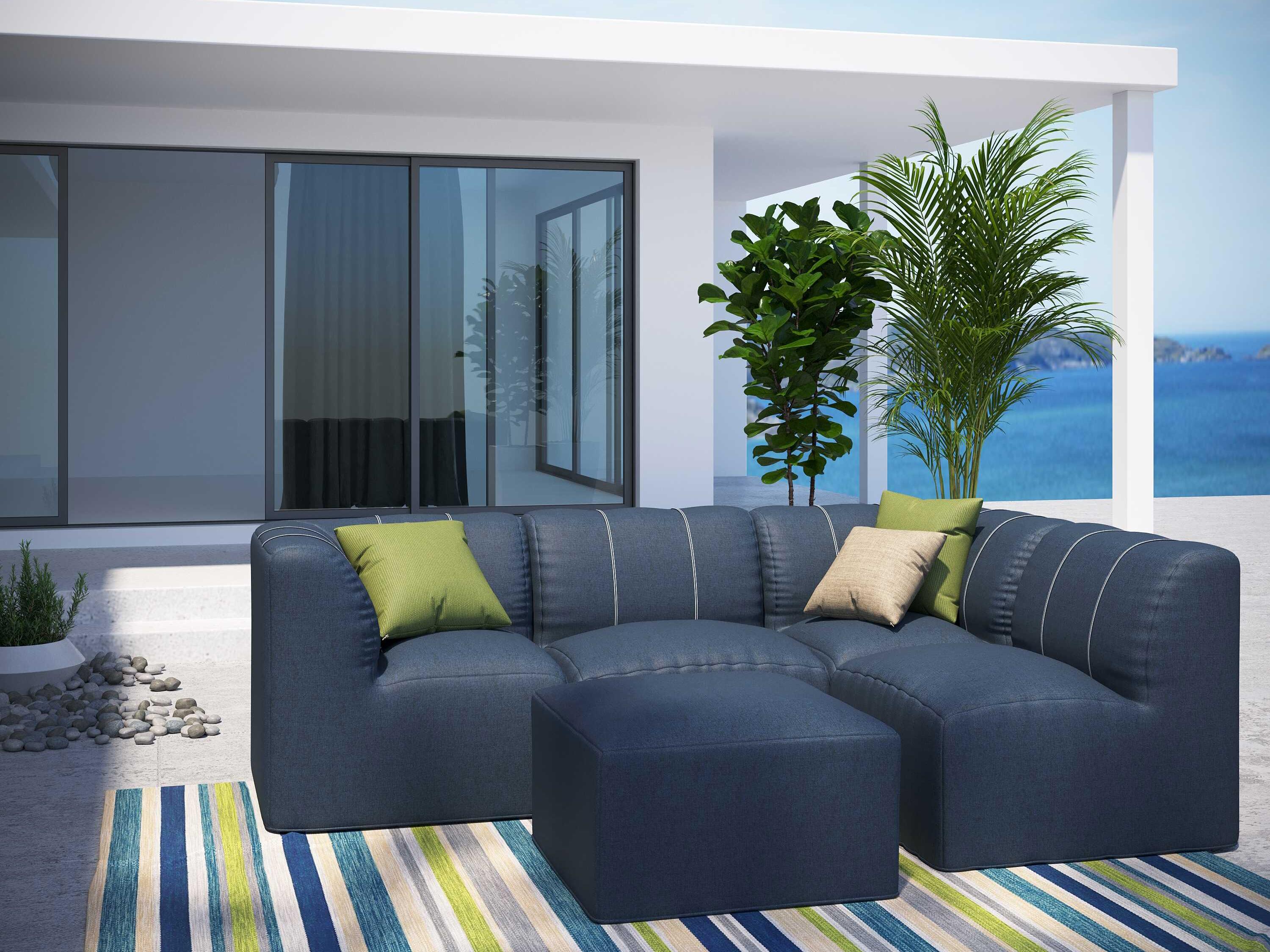 Forever Patio Murano Teak Poly 5 Piece Sectional Lounge Set