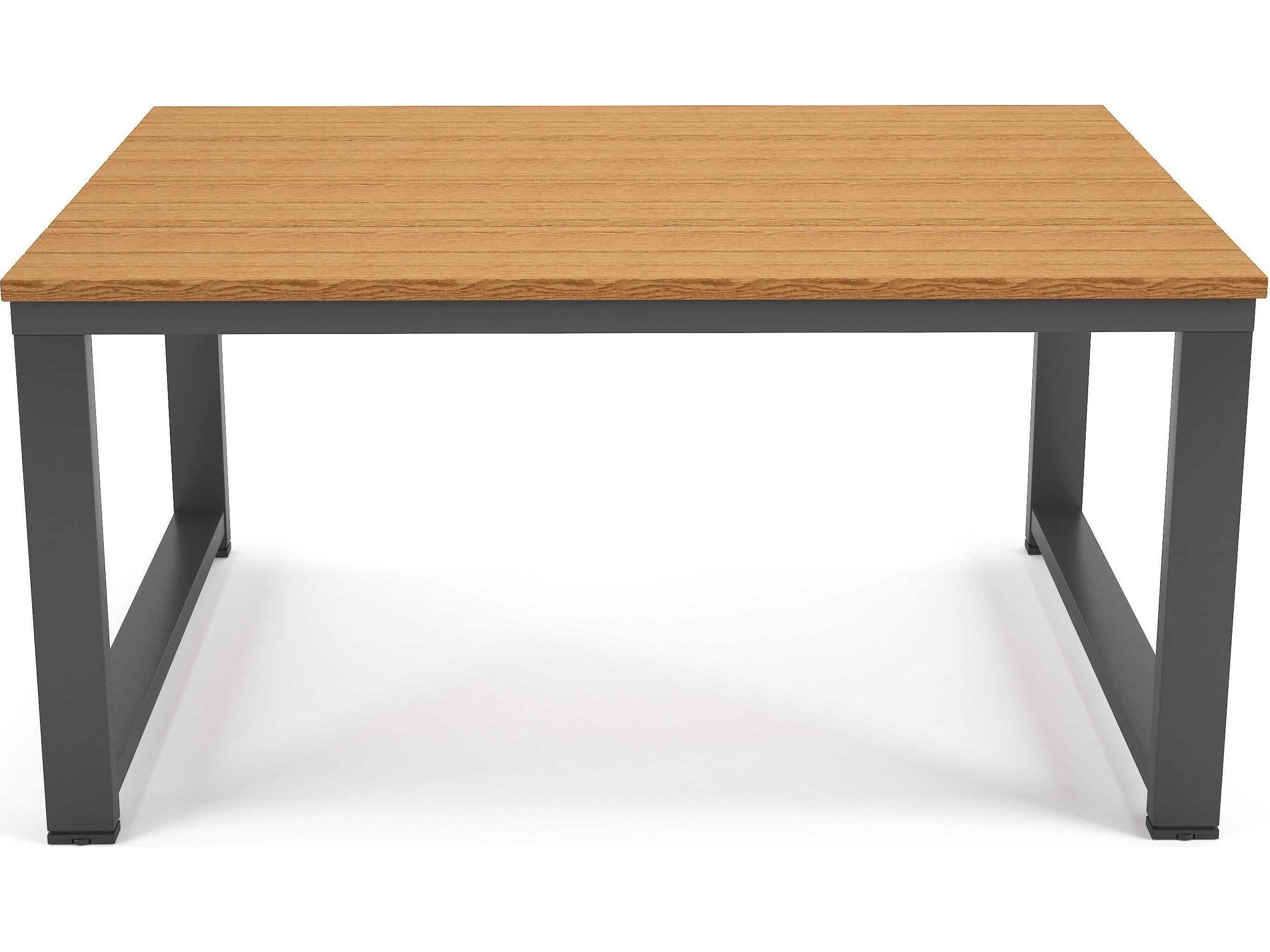 Forever Patio Hanover Slat Aluminum Dark Gray Rectangular Coffee Table in Antique Mahagony PolyTuf Top