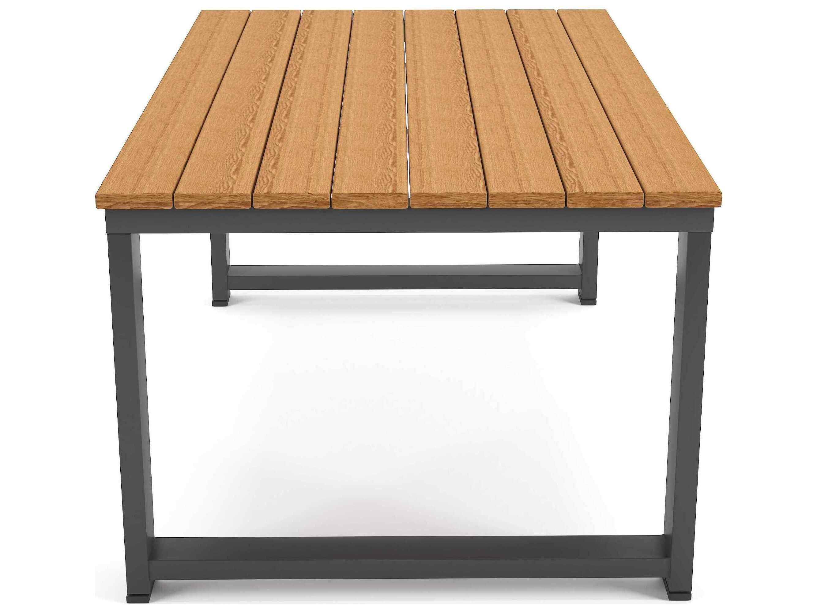 Forever Patio Hanover Slat Aluminum Dark Gray Rectangular Coffee Table in Antique Mahagony PolyTuf Top