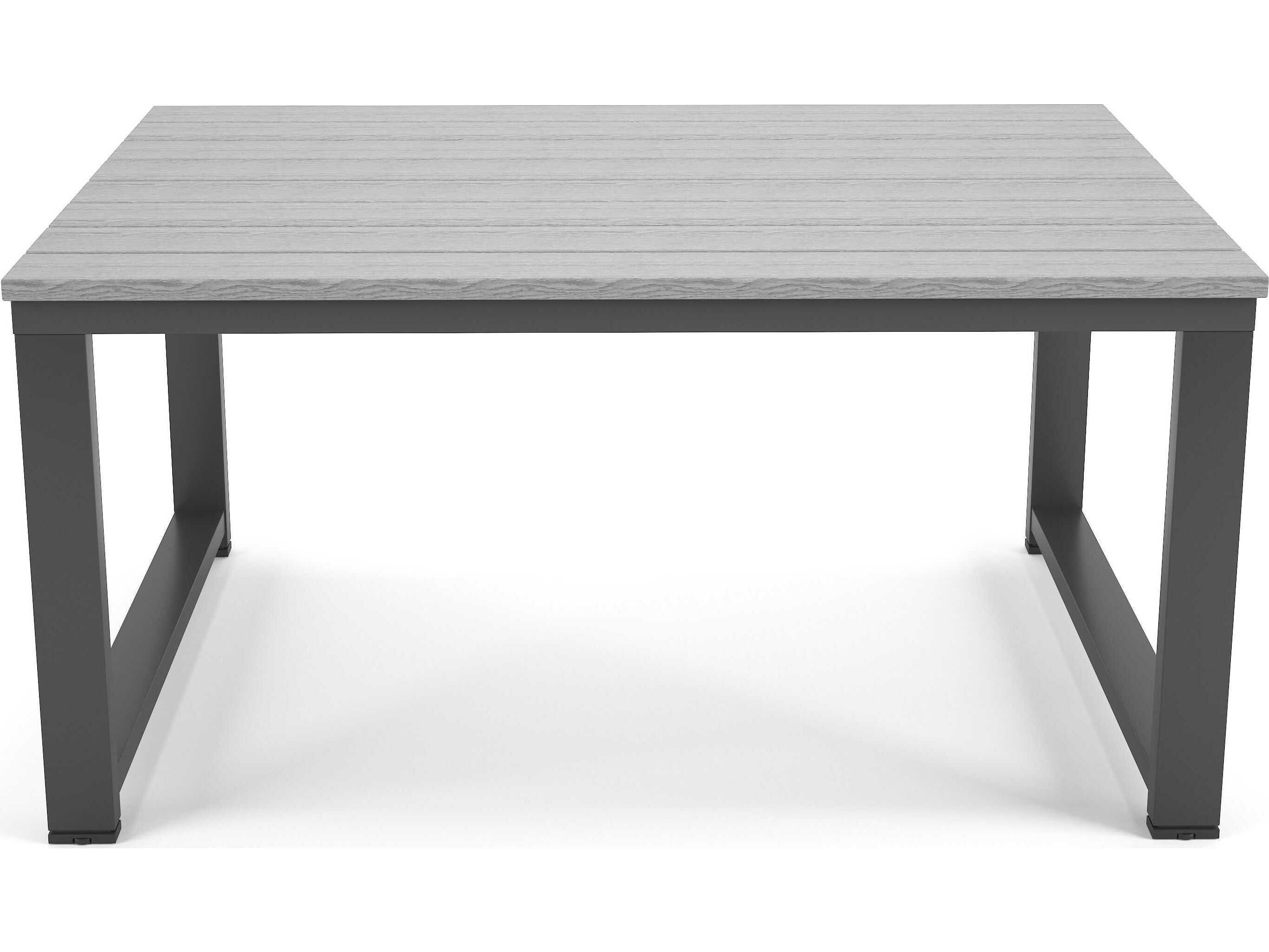 Forever Patio Hanover Slat Aluminum Rectangular Coffee Table in Costal Gray PolyTuf Top