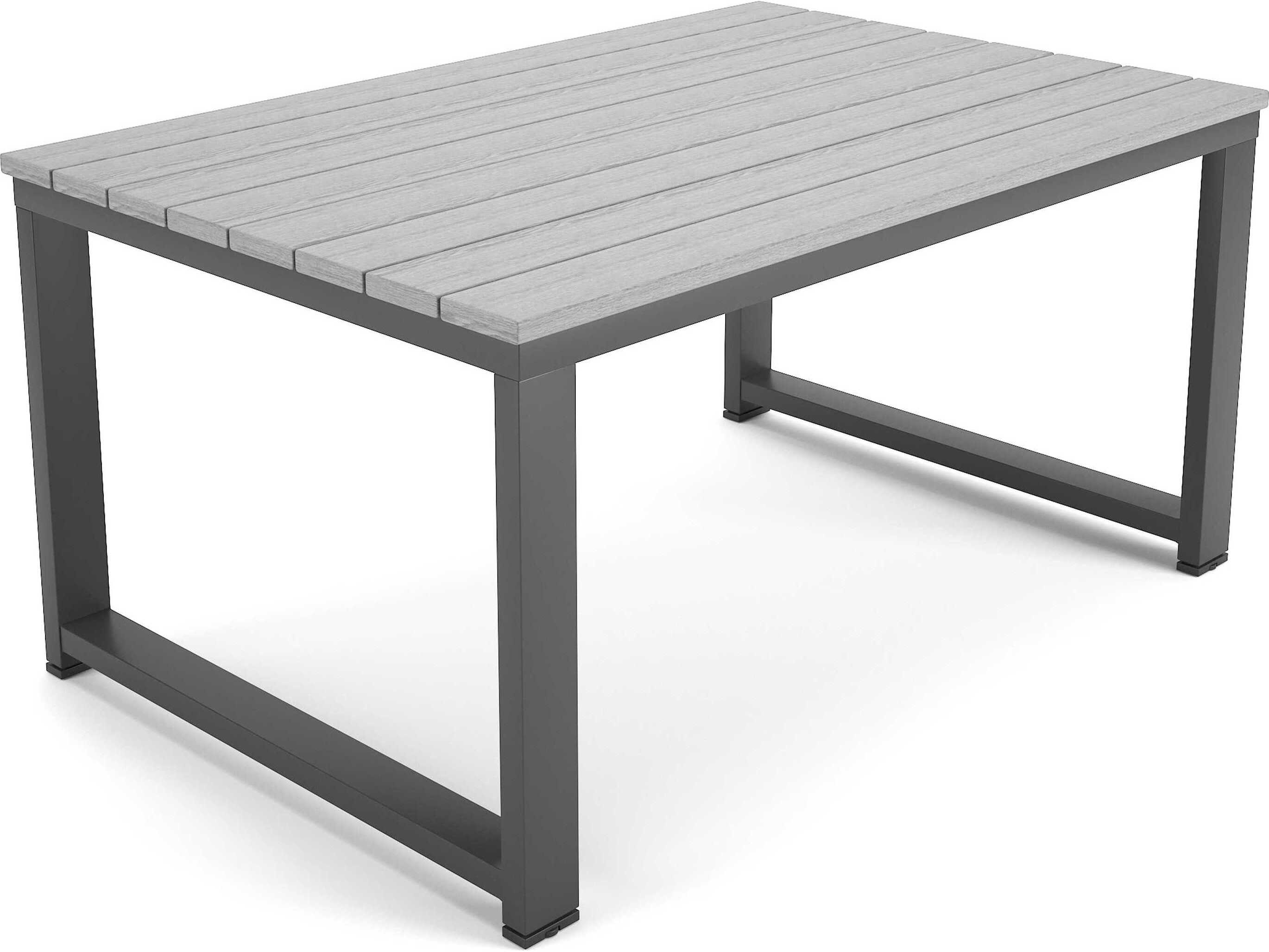 Forever Patio Hanover Slat Aluminum Rectangular Coffee Table in Costal Gray PolyTuf Top