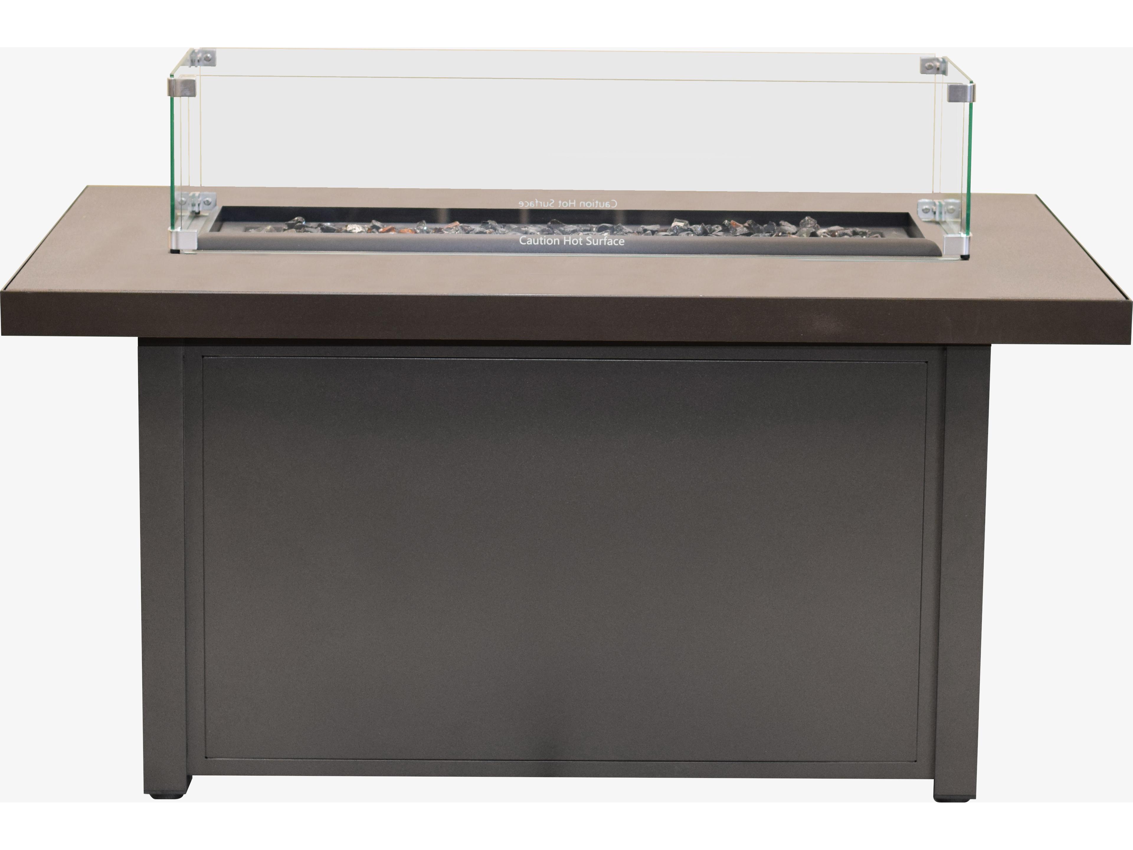 Forever Patio Universal Aluminum Black Rectangular Fire Pit Table with Cal Sil Top