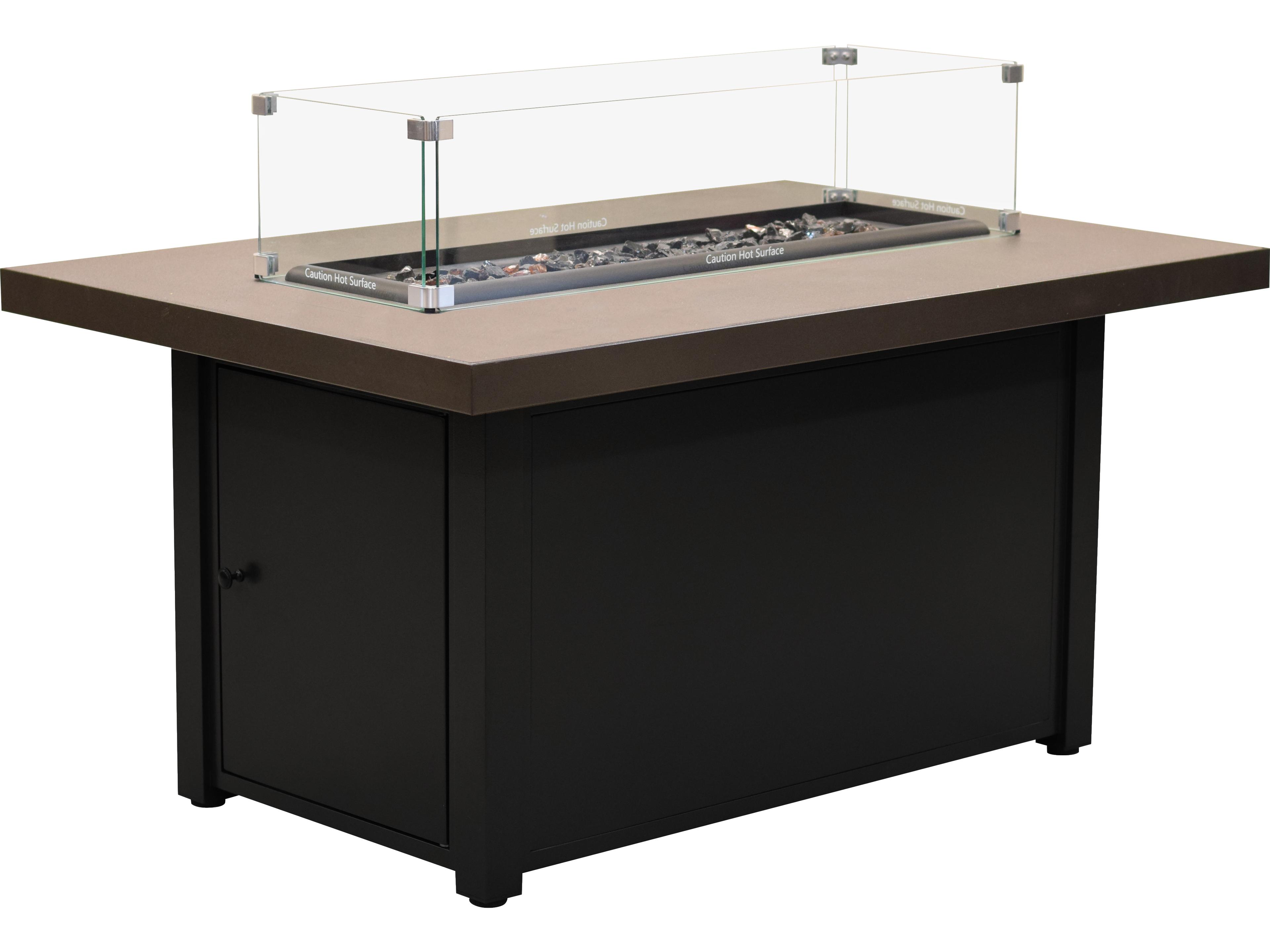 Forever Patio Universal Aluminum Black Rectangular Fire Pit Table with Cal Sil Top