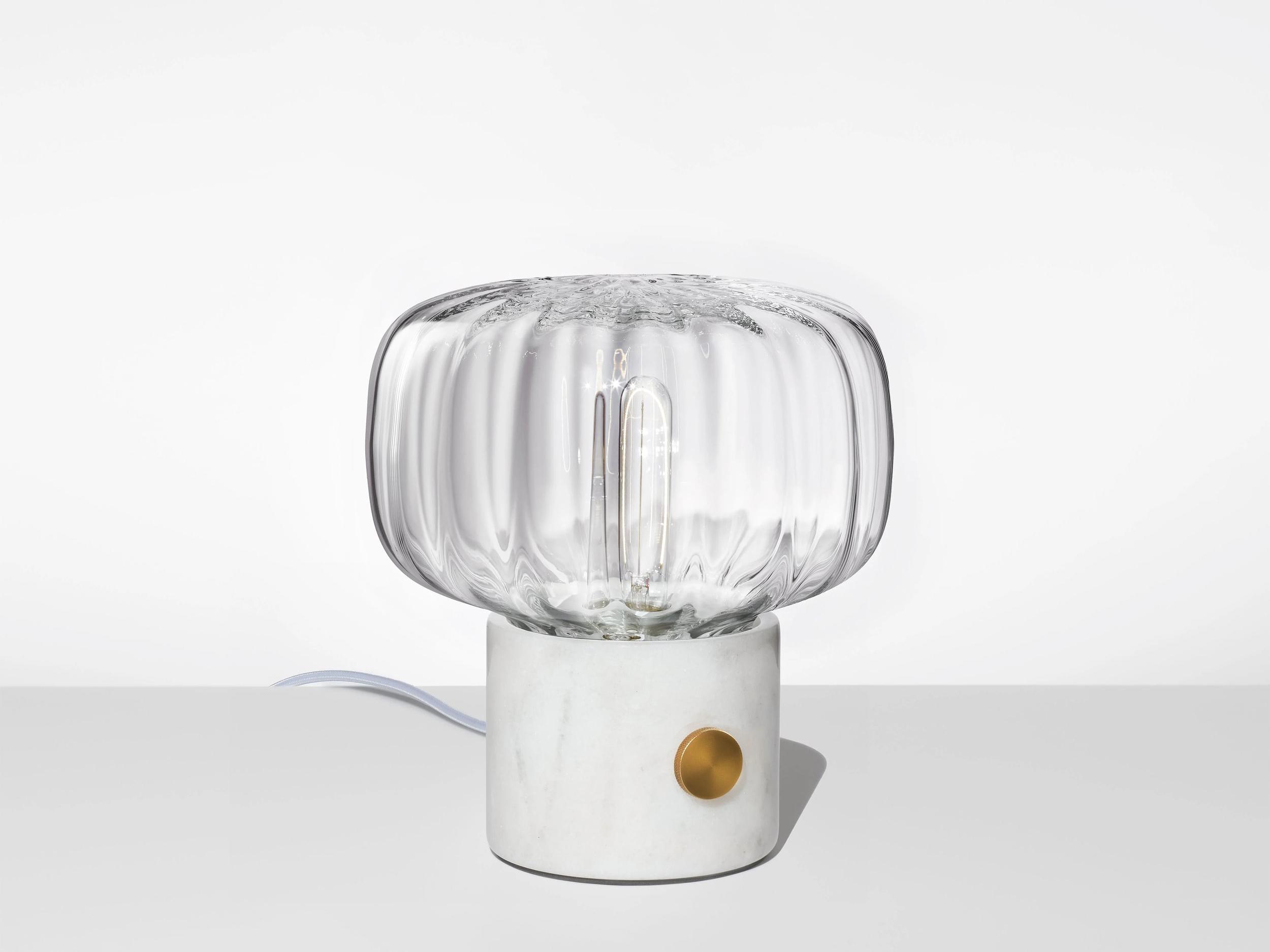 Niche Ionic Arca Petite Crystal Optique White Marble Table Lamp