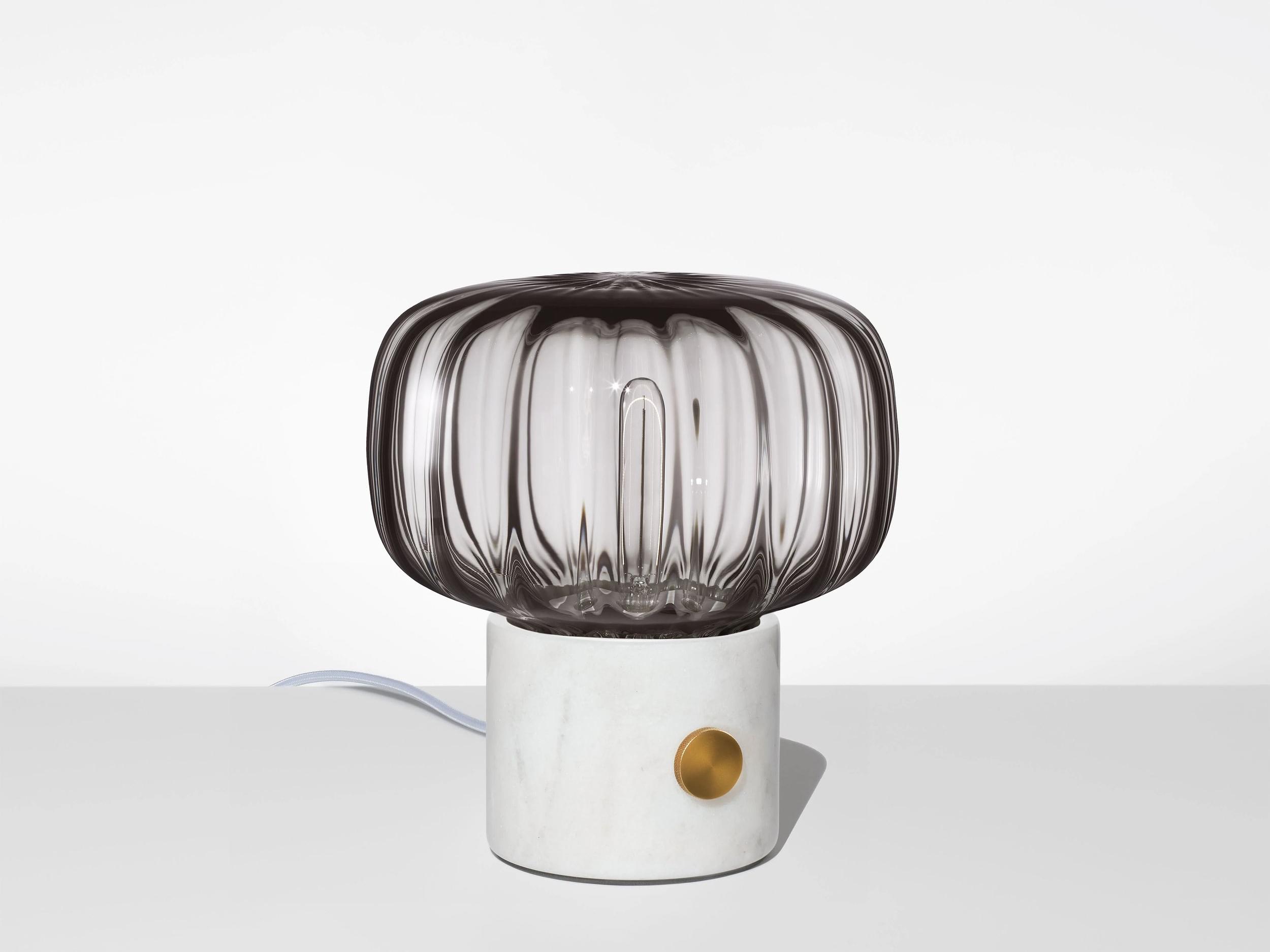 Niche Ionic Arca Petite Gray Optique White Marble Table Lamp