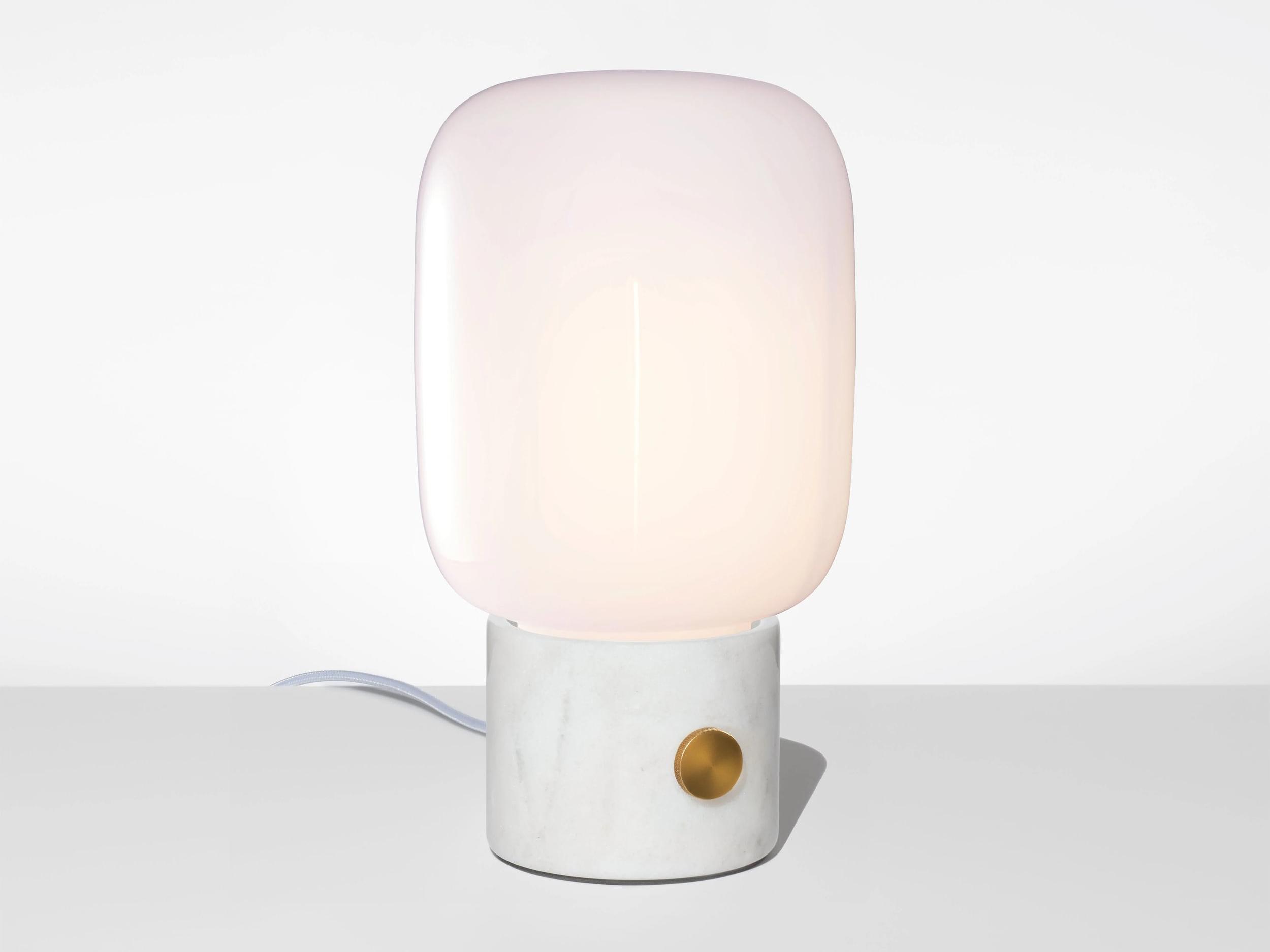 Niche Ionic Arca Tall Opaline White Marble Table Lamp
