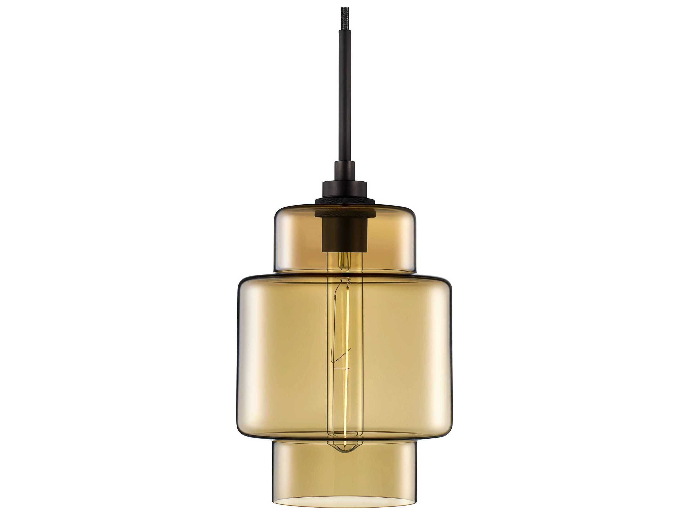 Niche Crystalline Axia 1-Light Smoke Yellow Tiered Mini Pendant