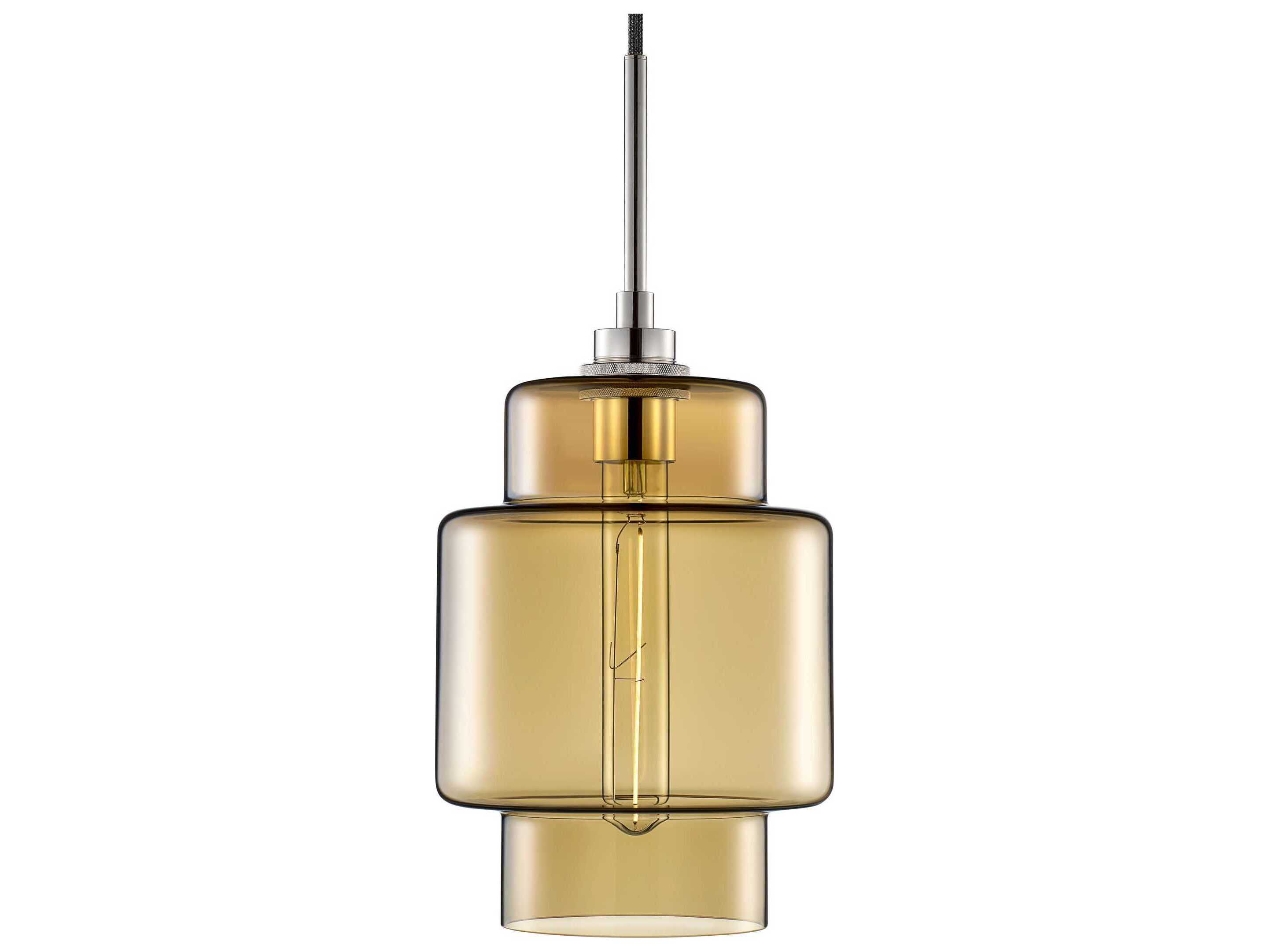 Niche Crystalline Axia 1-Light Smoke Yellow Tiered Mini Pendant
