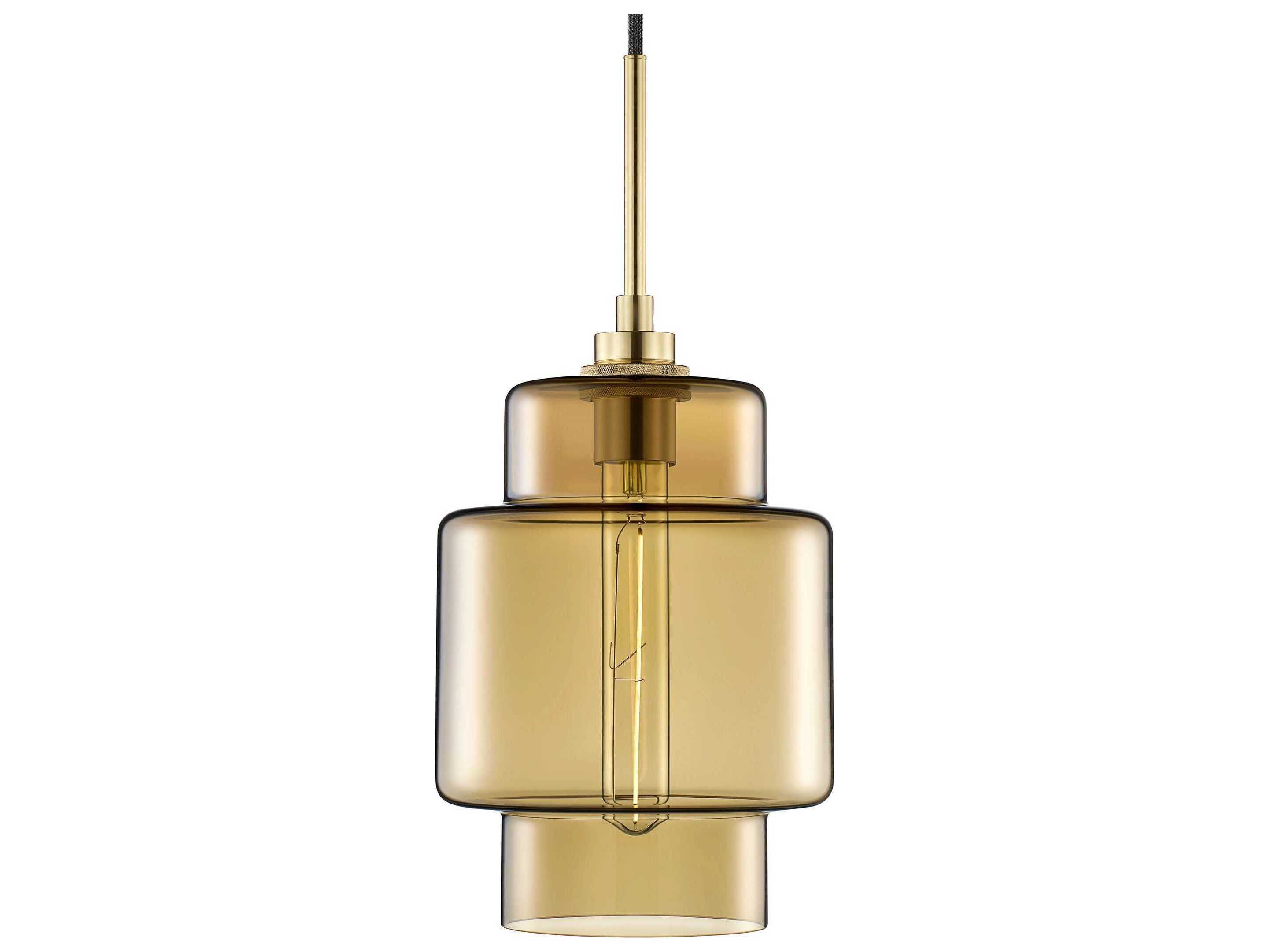 Niche Crystalline Axia 1-Light Smoke Yellow Tiered Mini Pendant