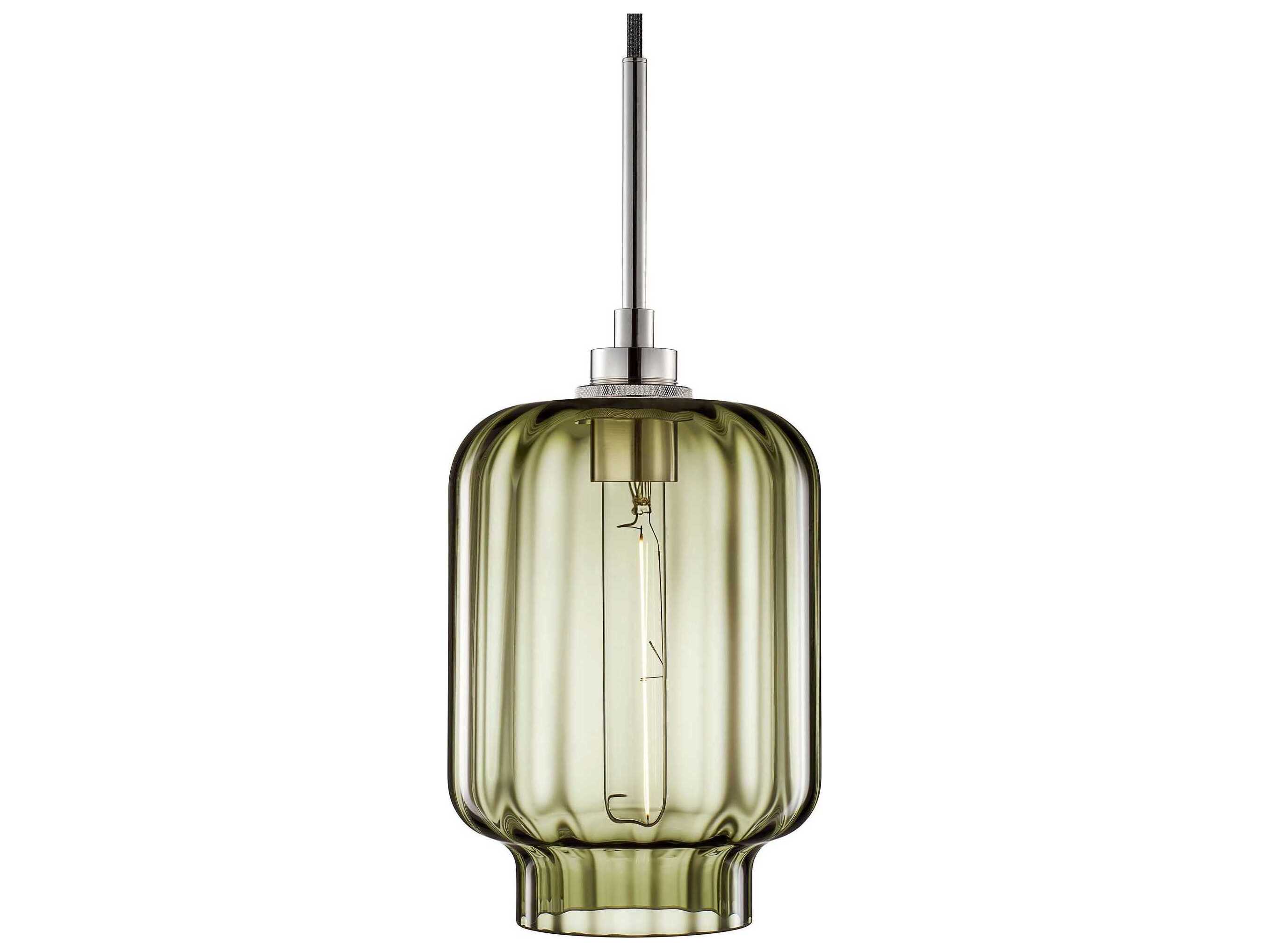 Niche Crystalline Calla 1-Light Moss Optique Polished Nickel Green Mini Pendant