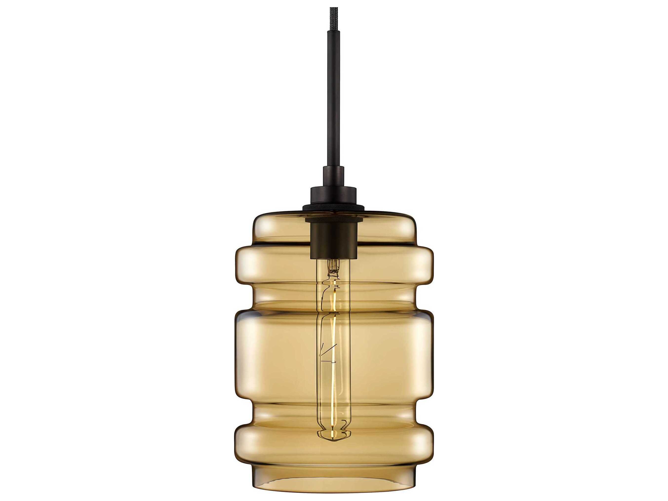 Niche Crystalline Delinea 1-Light Smoke Yellow Cylinder Mini Pendant