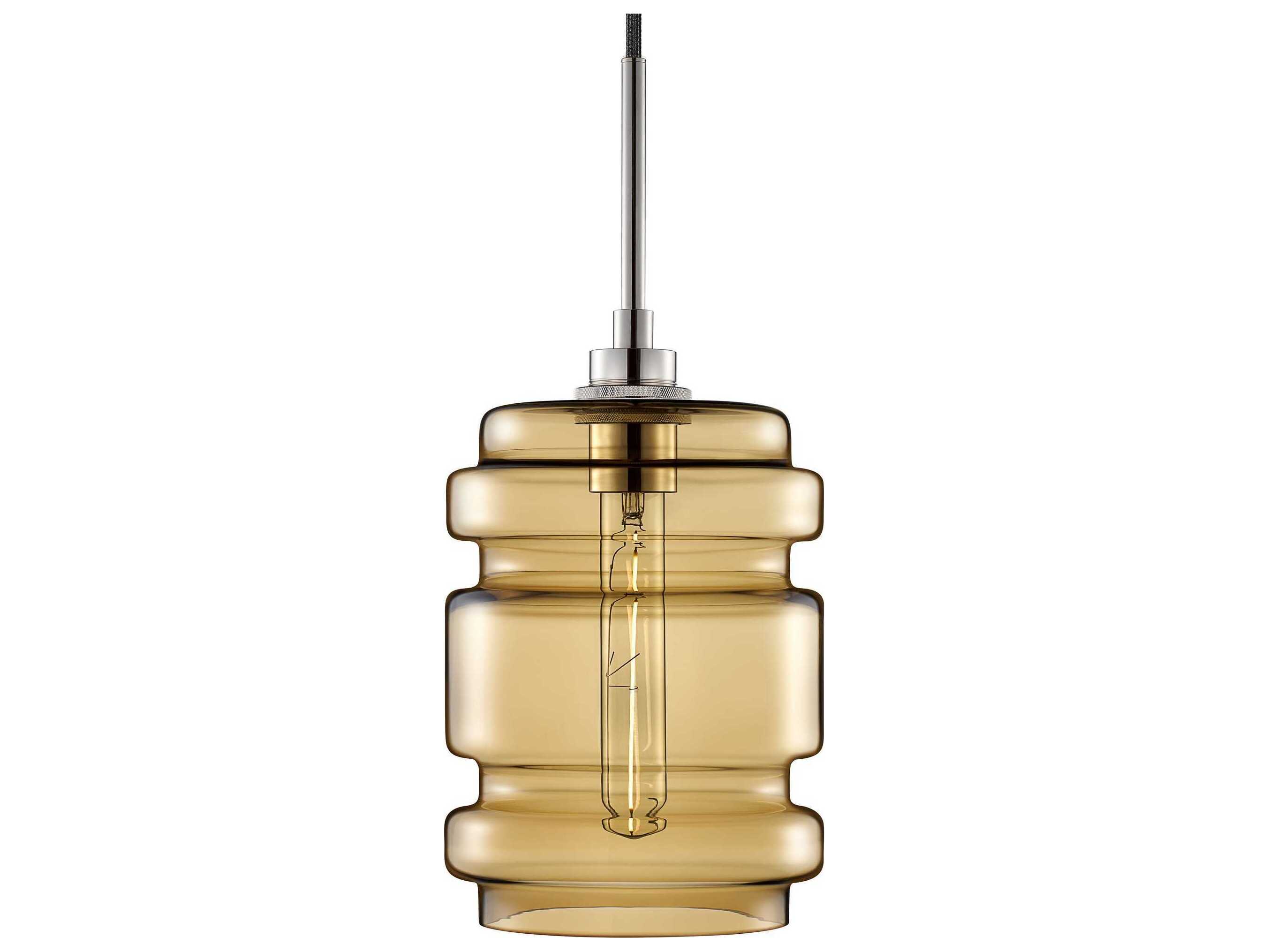 Niche Crystalline Delinea 1-Light Smoke Yellow Cylinder Mini Pendant
