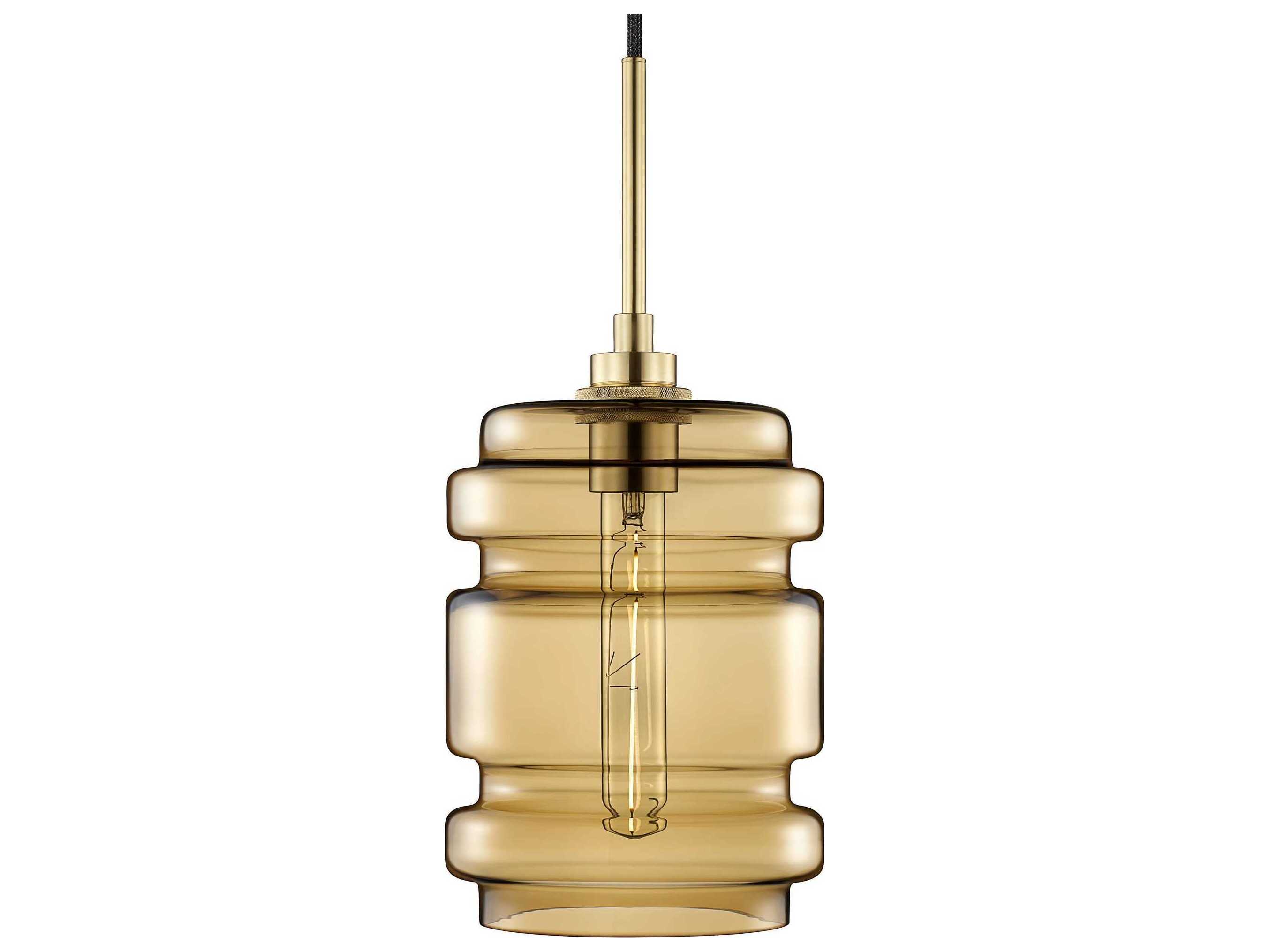 Niche Crystalline Delinea 1-Light Smoke Yellow Cylinder Mini Pendant