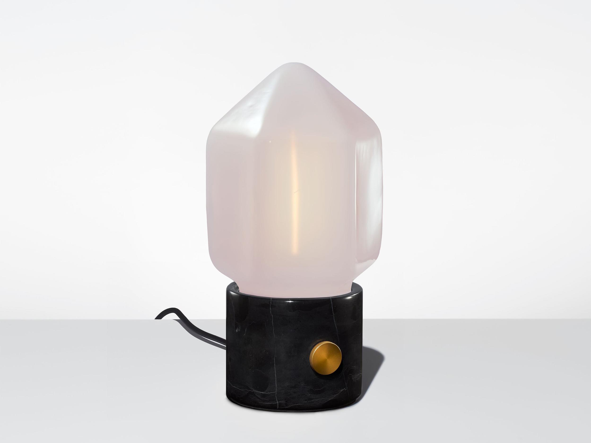 Niche Ionic Facet Petite Opaline Black Marble Table Lamp