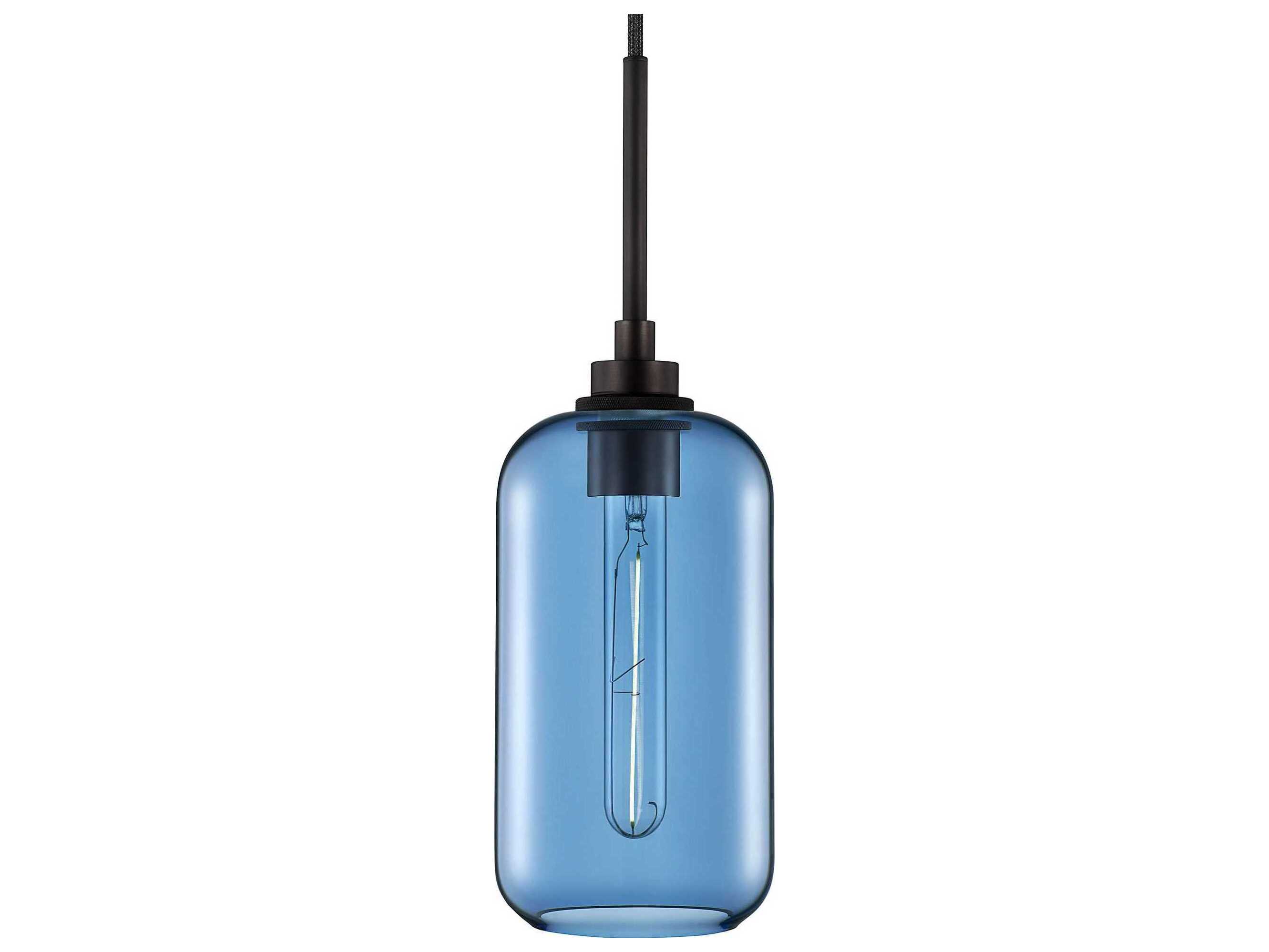 Niche Helio 1-Light Sapphire Blue Cylinder Mini Pendant