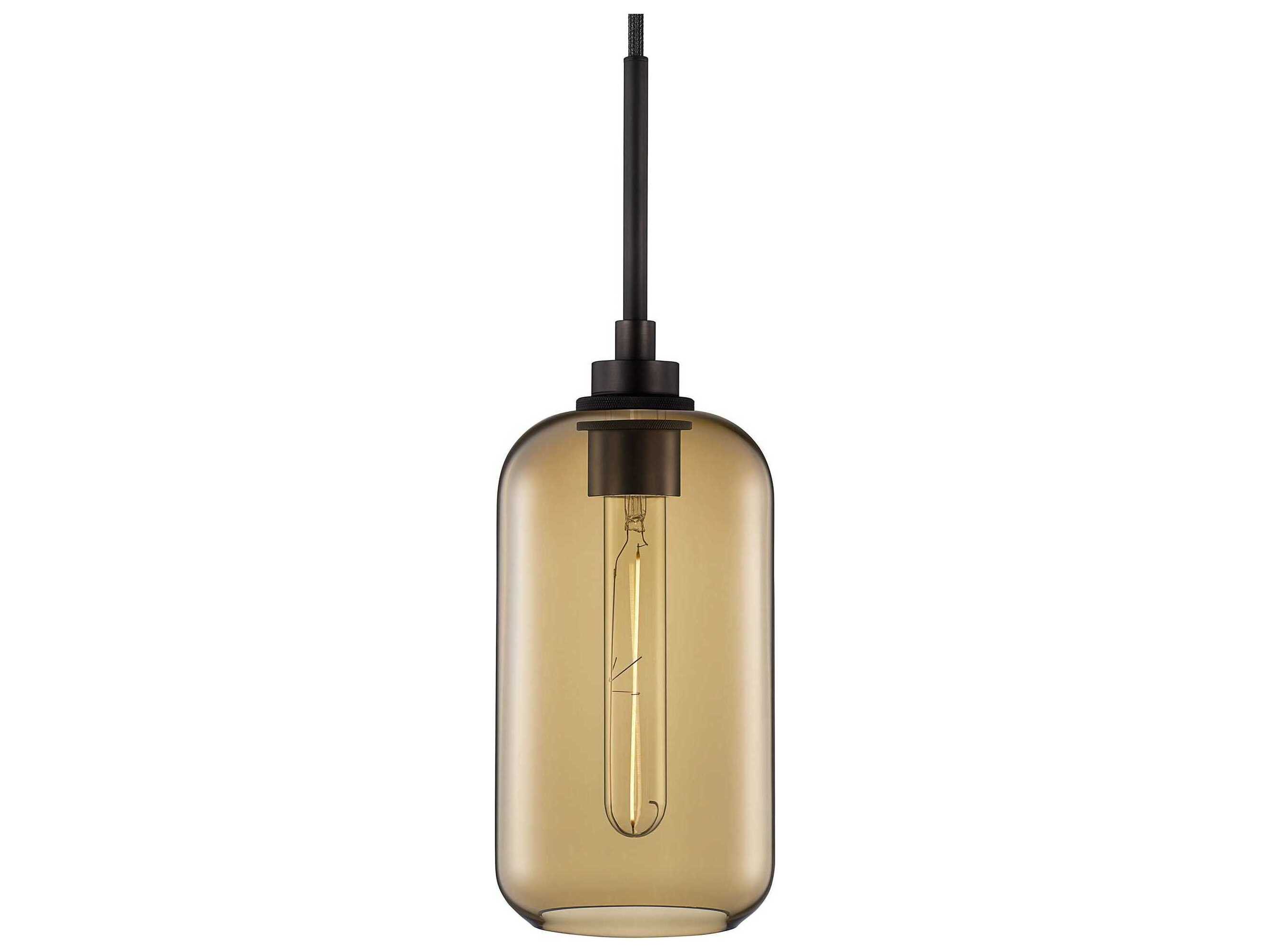 Niche Helio 1-Light Smoke Yellow Cylinder Mini Pendant