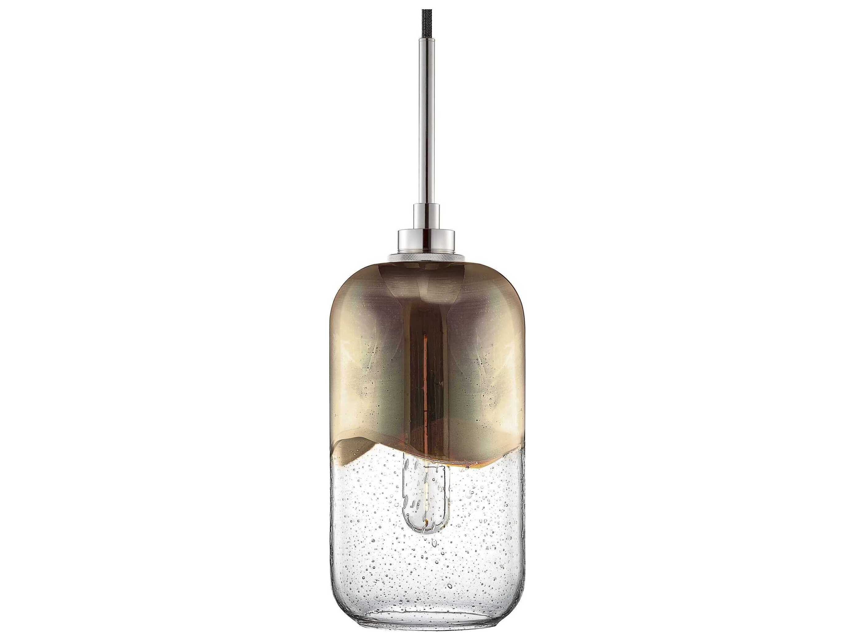 Niche Mercurio 1-Light Mercury Effervescent Silver Cylinder Mini Pendant