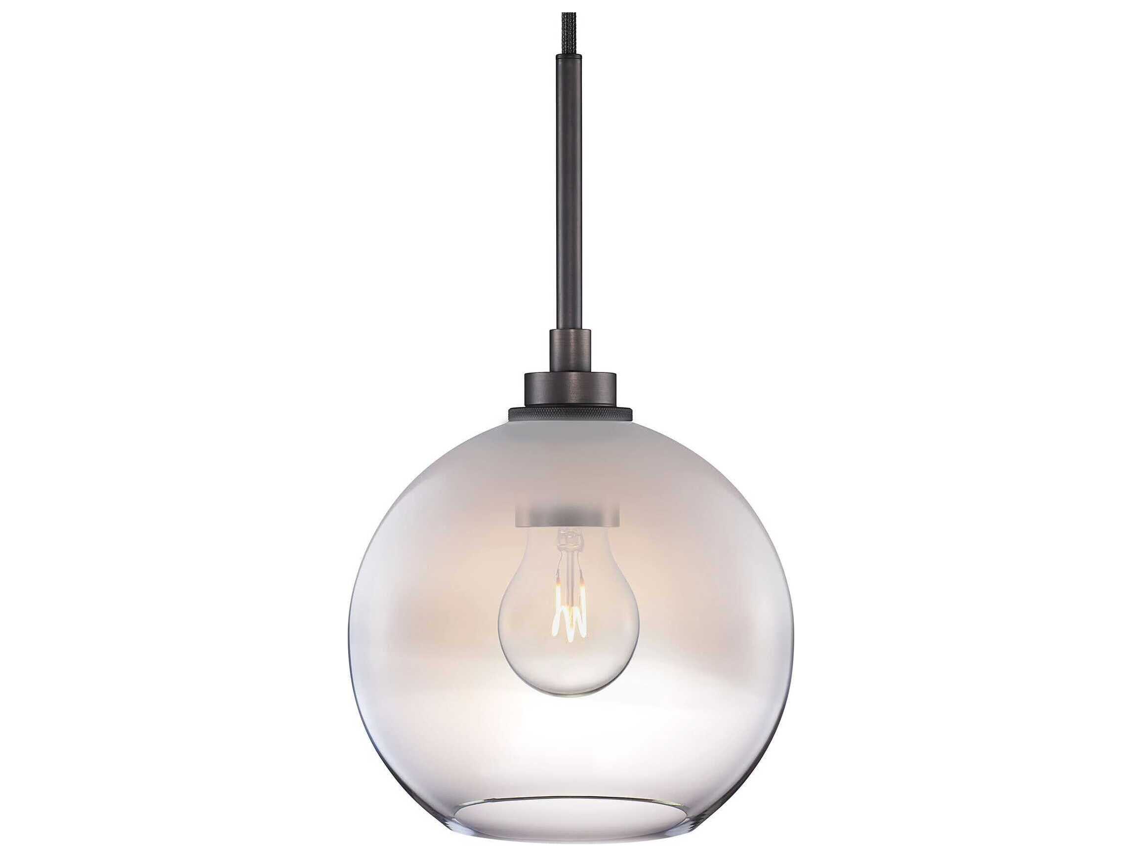 Niche Silica Solitaire Petite Ombra 1-Light Opaline Clear Gray Globe Mini Pendant