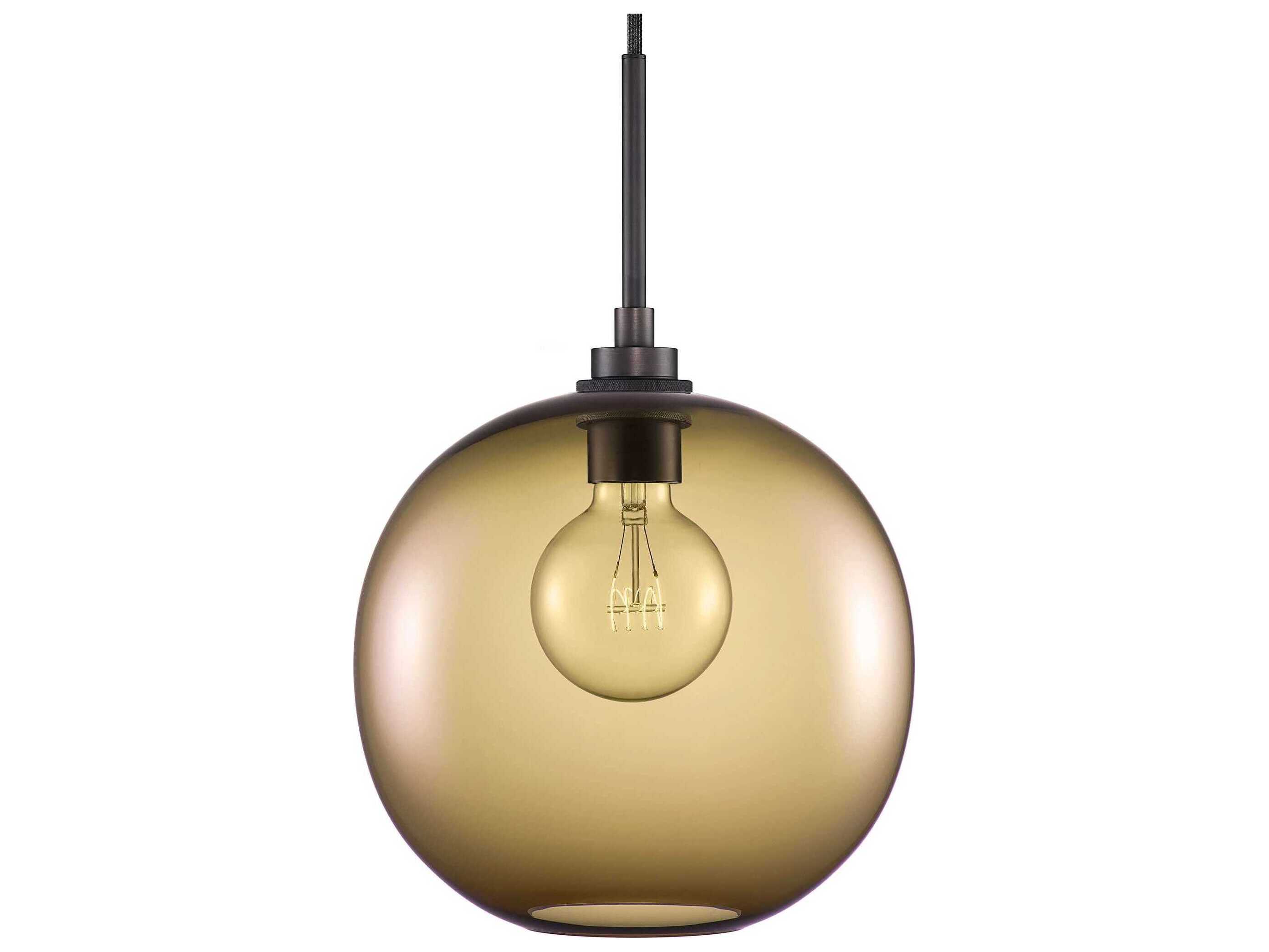 Niche Silica Solitaire 1-Light Smoke Yellow Globe Mini Pendant
