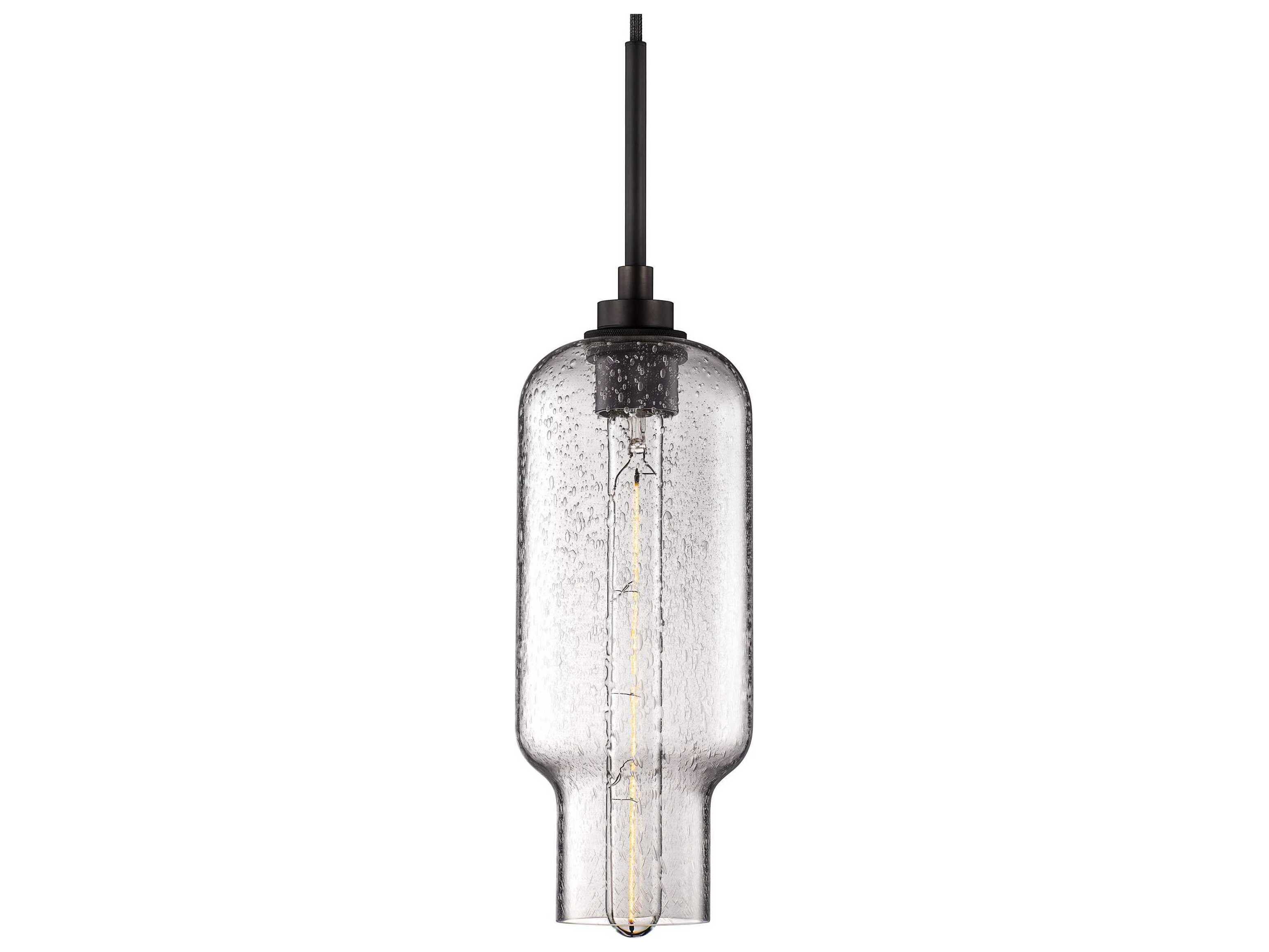 Niche Silica Pharos 1-Light Effervescent Gray Cylinder Mini Pendant