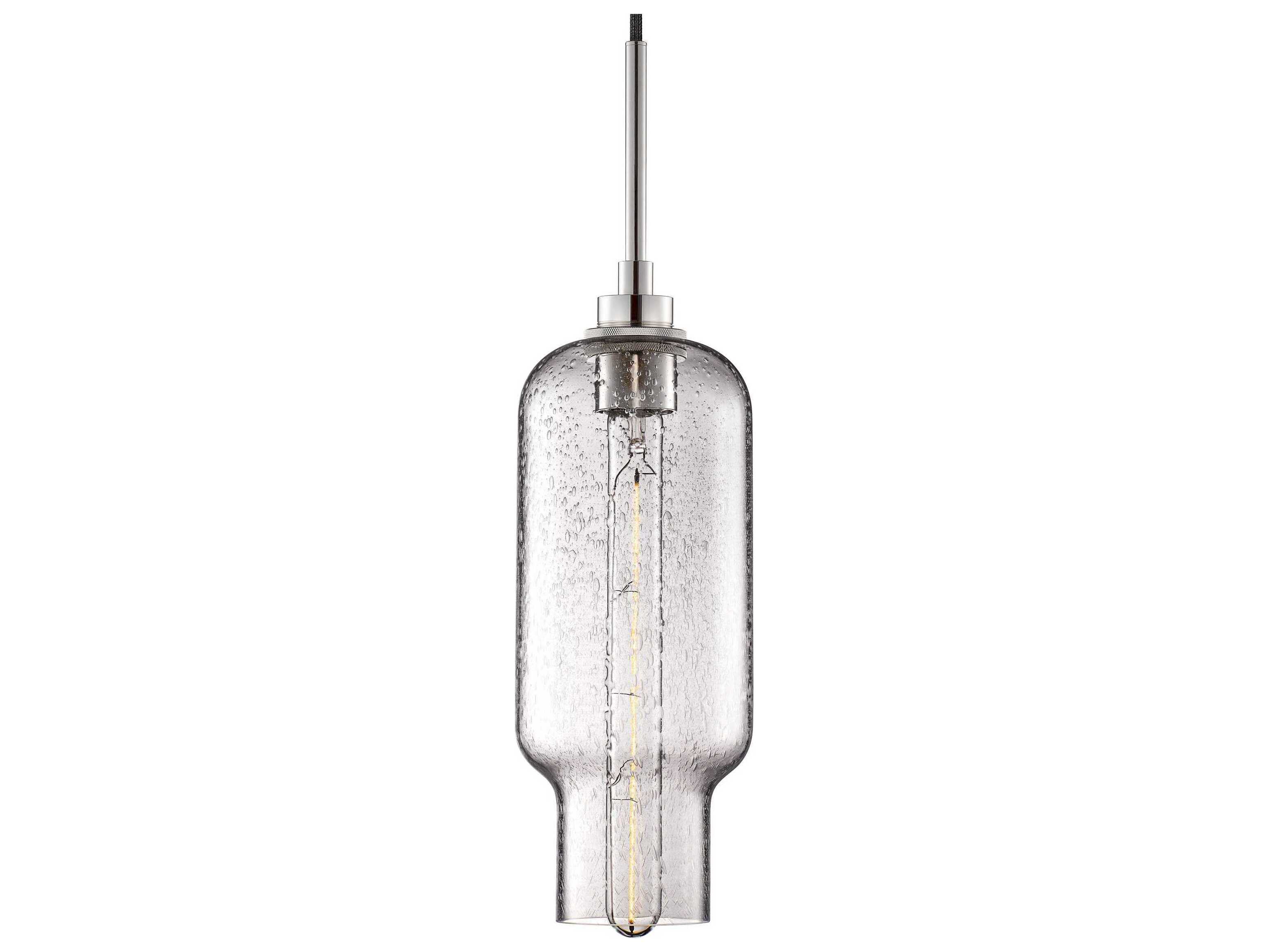 Niche Silica Pharos 1-Light Effervescent Gray Cylinder Mini Pendant