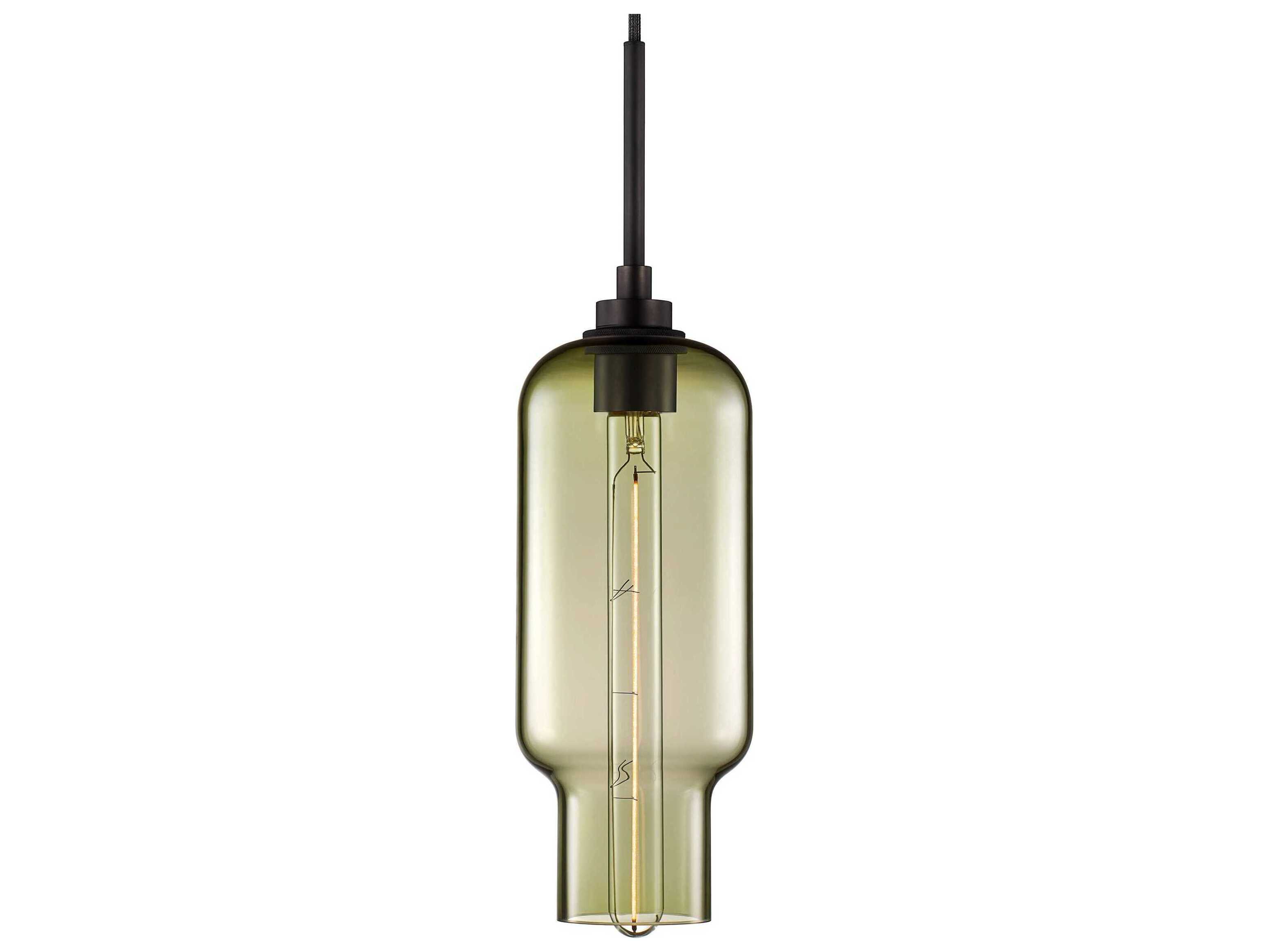 Niche Silica Pharos 1-Light Moss Green Cylinder Mini Pendant