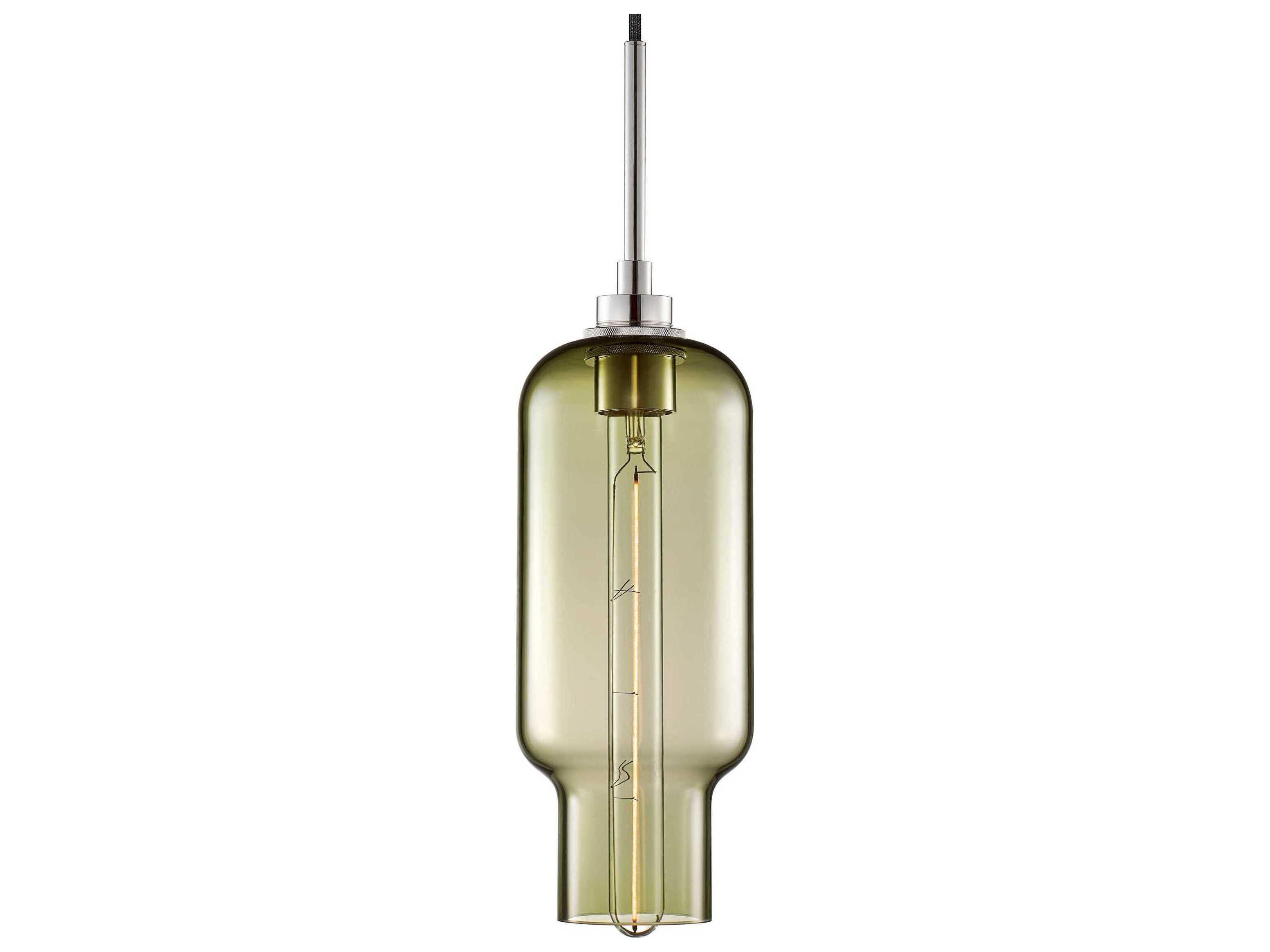 Niche Silica Pharos 1-Light Moss Green Cylinder Mini Pendant