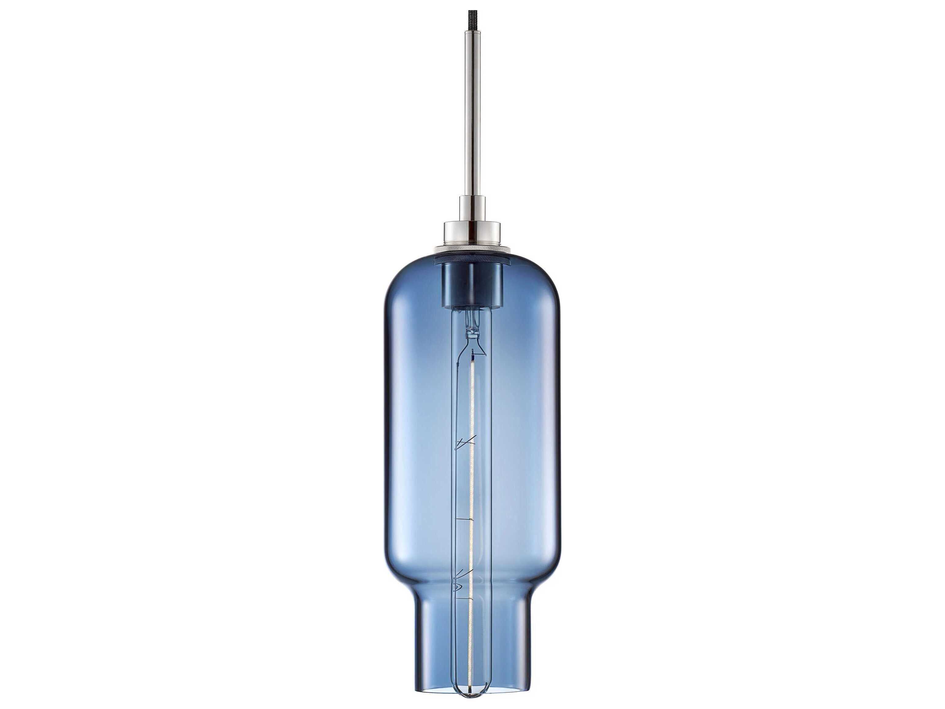 Niche Silica Pharos 1-Light Sapphire Blue Cylinder Mini Pendant