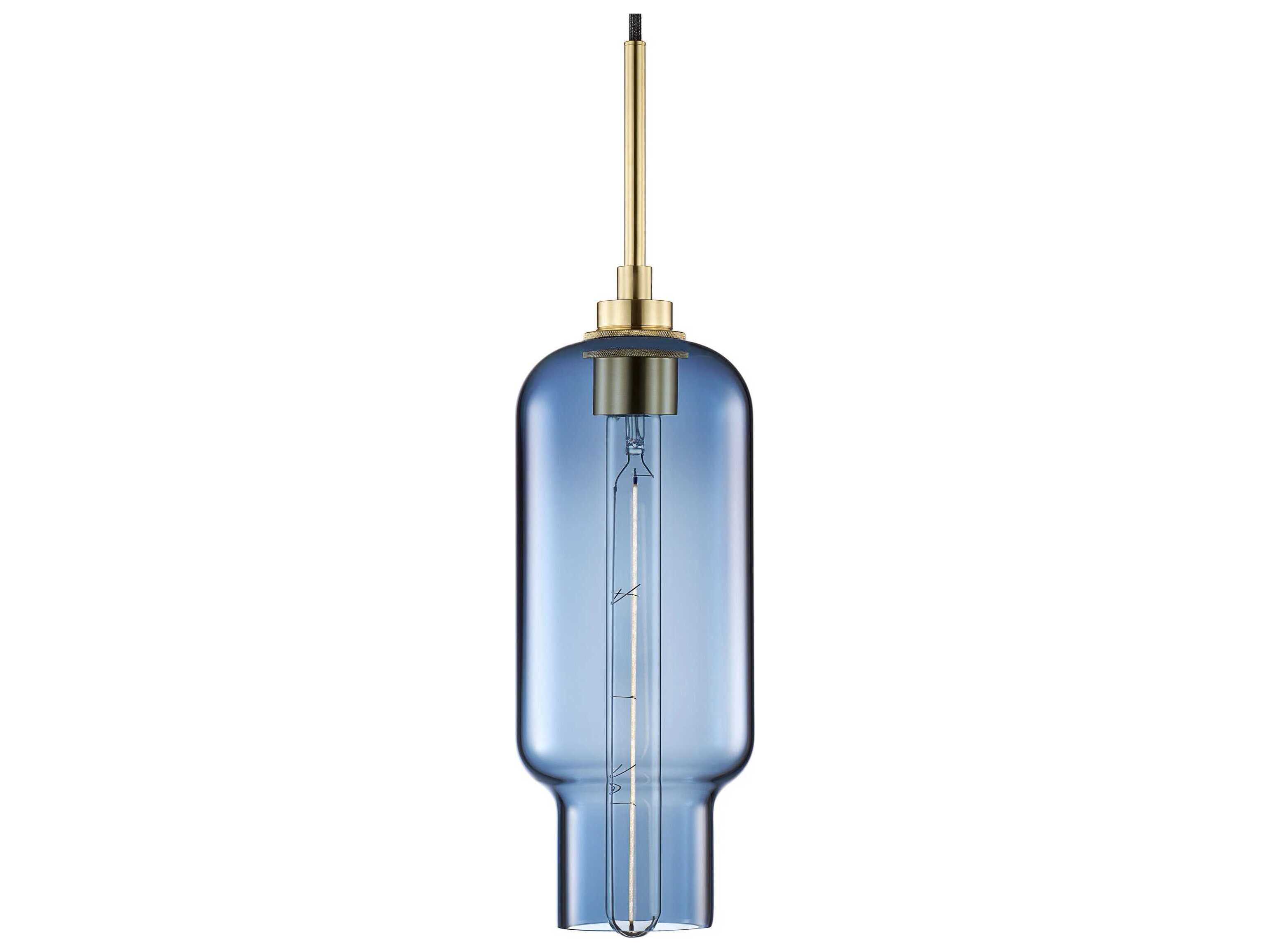 Niche Silica Pharos 1-Light Sapphire Blue Cylinder Mini Pendant