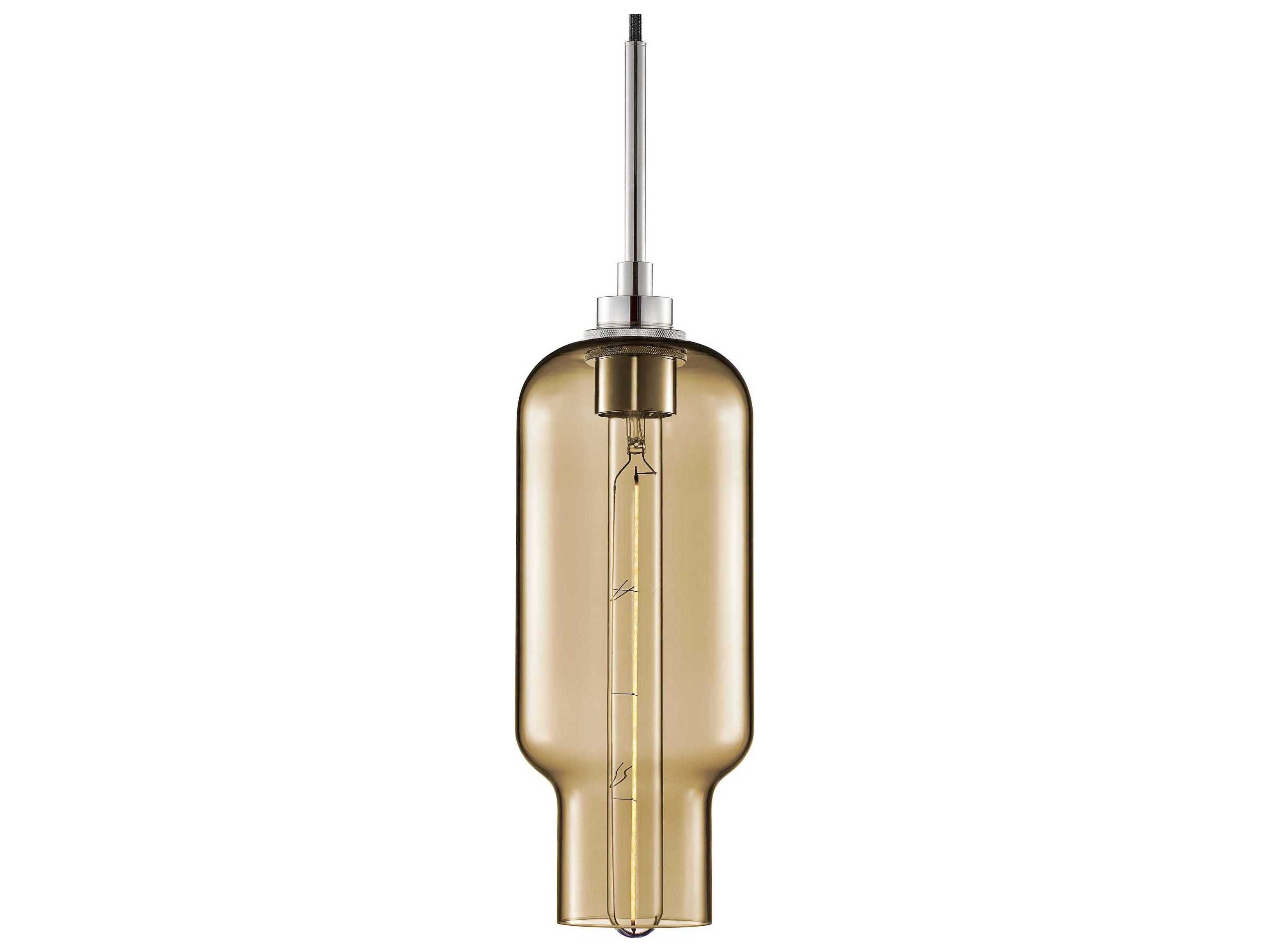 Niche Silica Pharos 1-Light Smoke Yellow Cylinder Mini Pendant