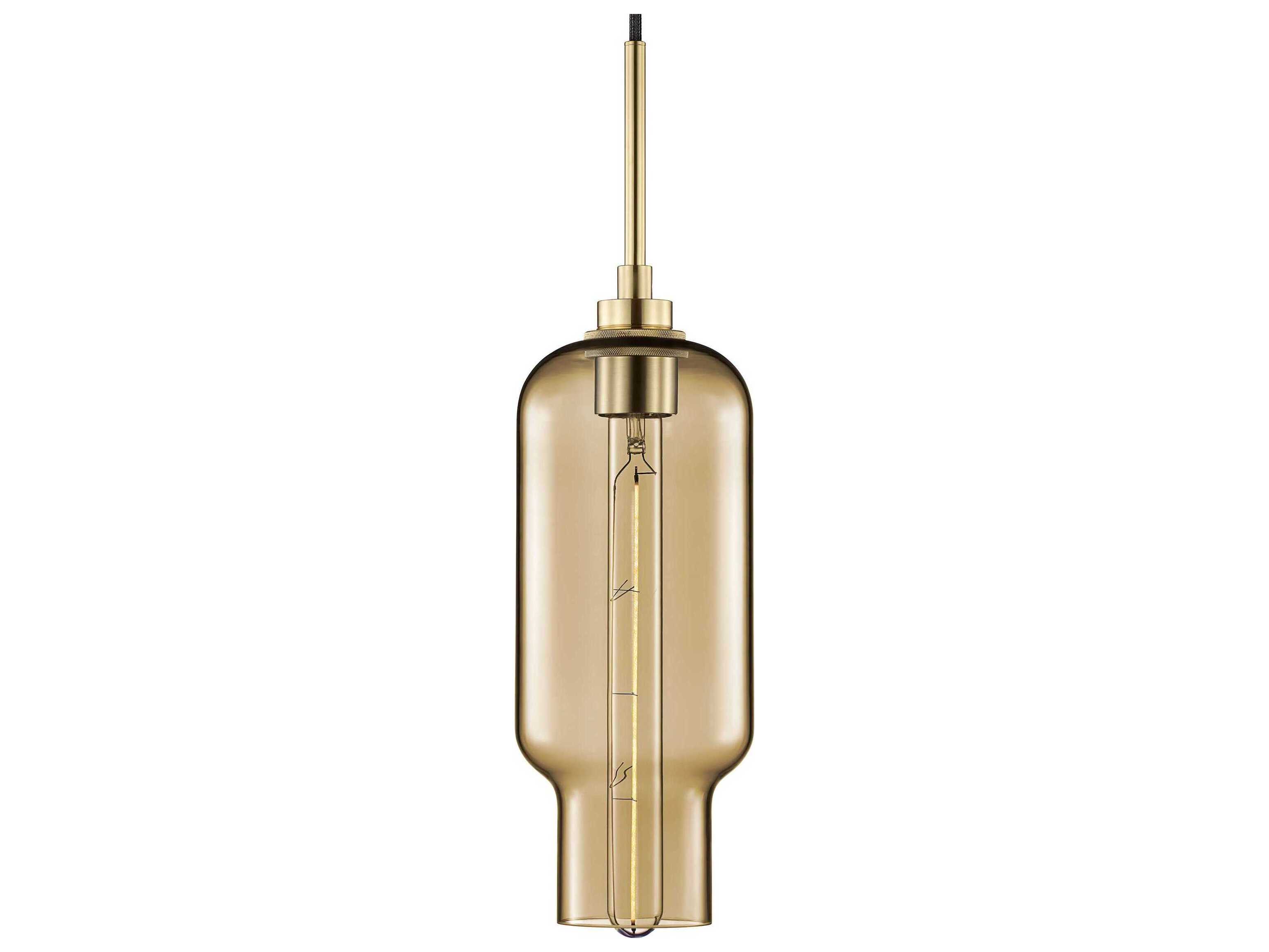 Niche Silica Pharos 1-Light Smoke Yellow Cylinder Mini Pendant