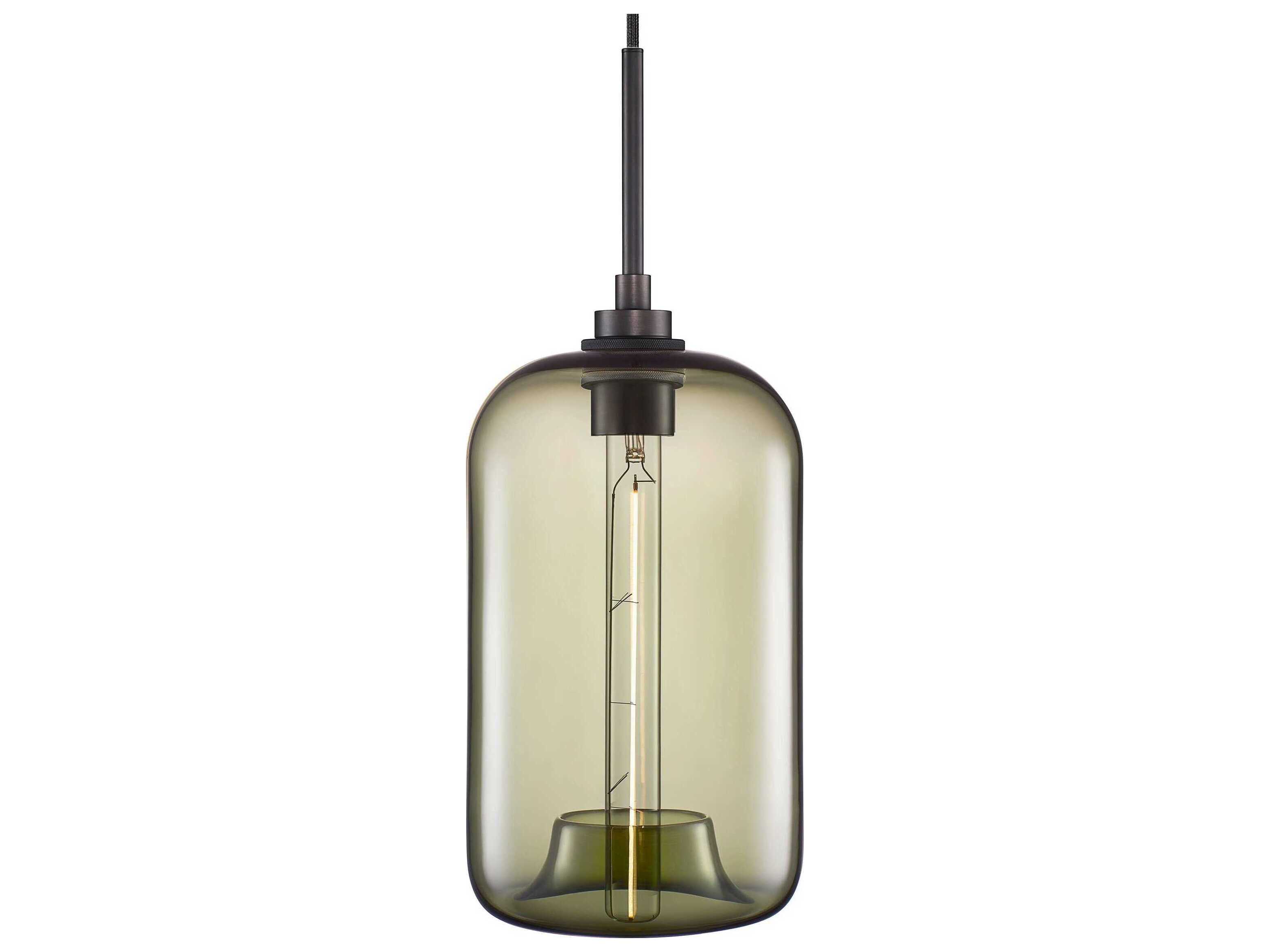 Niche Silica Pod 1-Light Moss Green Cylinder Mini Pendant