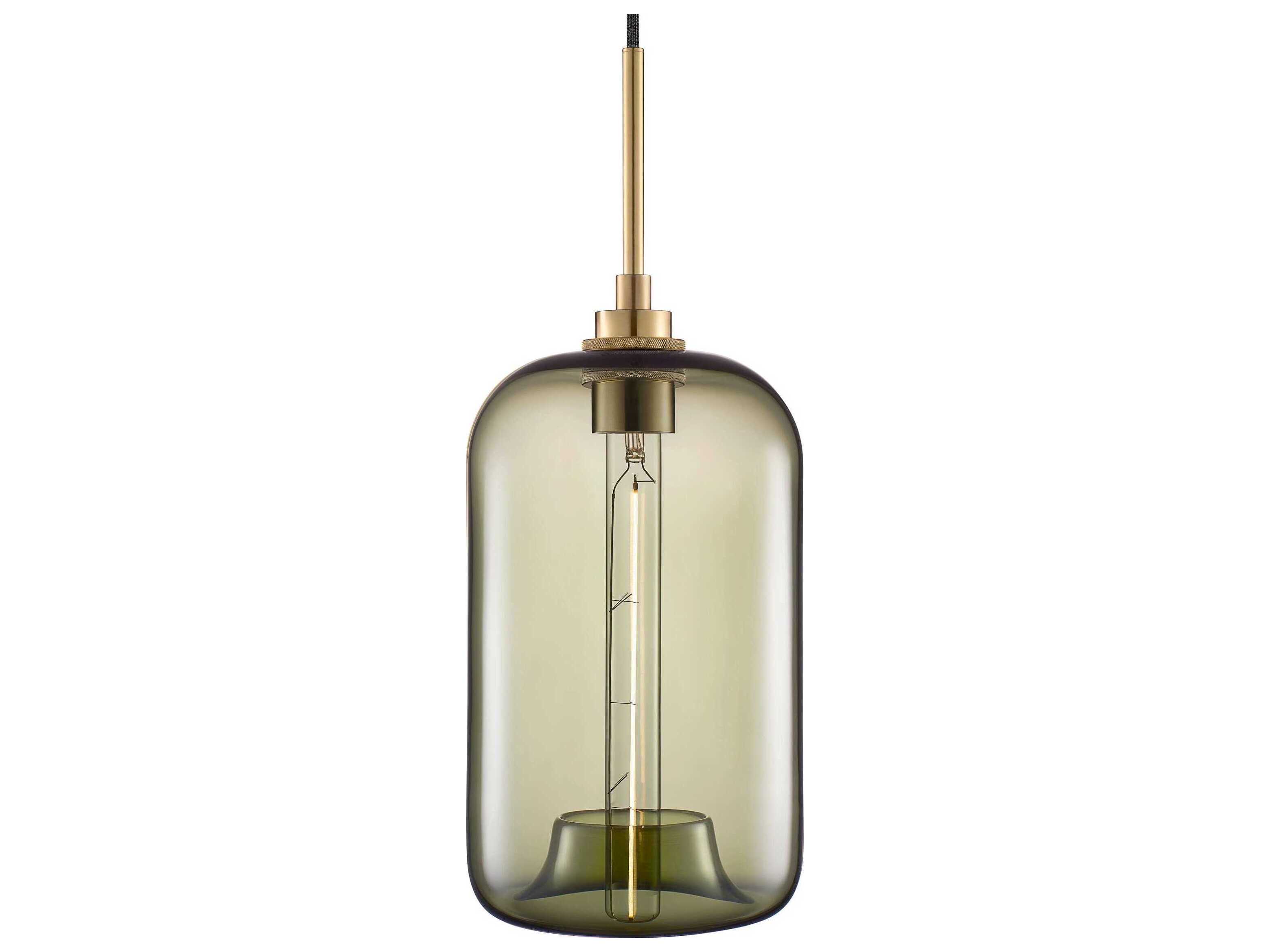 Niche Silica Pod 1-Light Moss Green Cylinder Mini Pendant