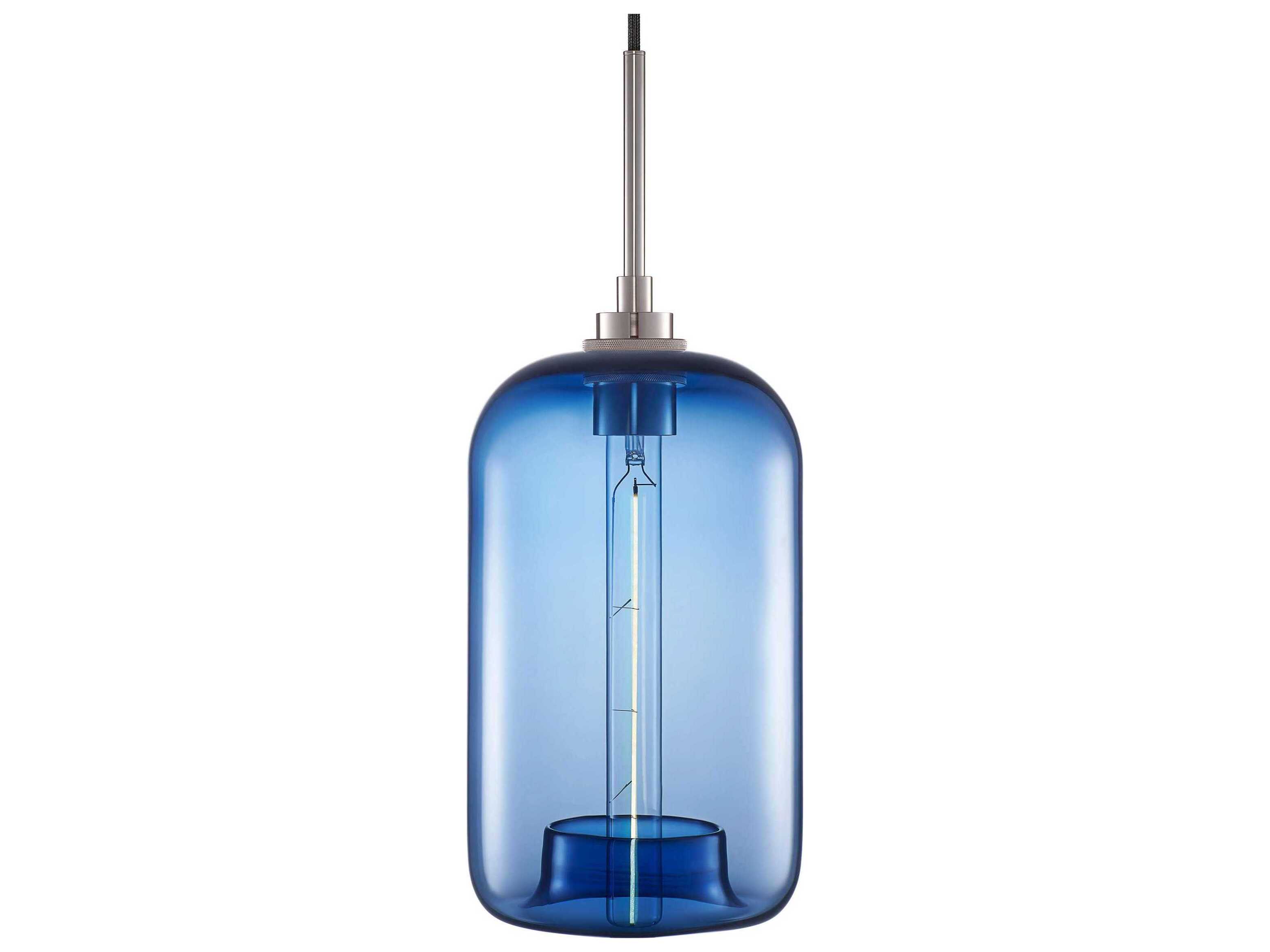 Niche Silica Pod 1-Light Sapphire Blue Cylinder Mini Pendant