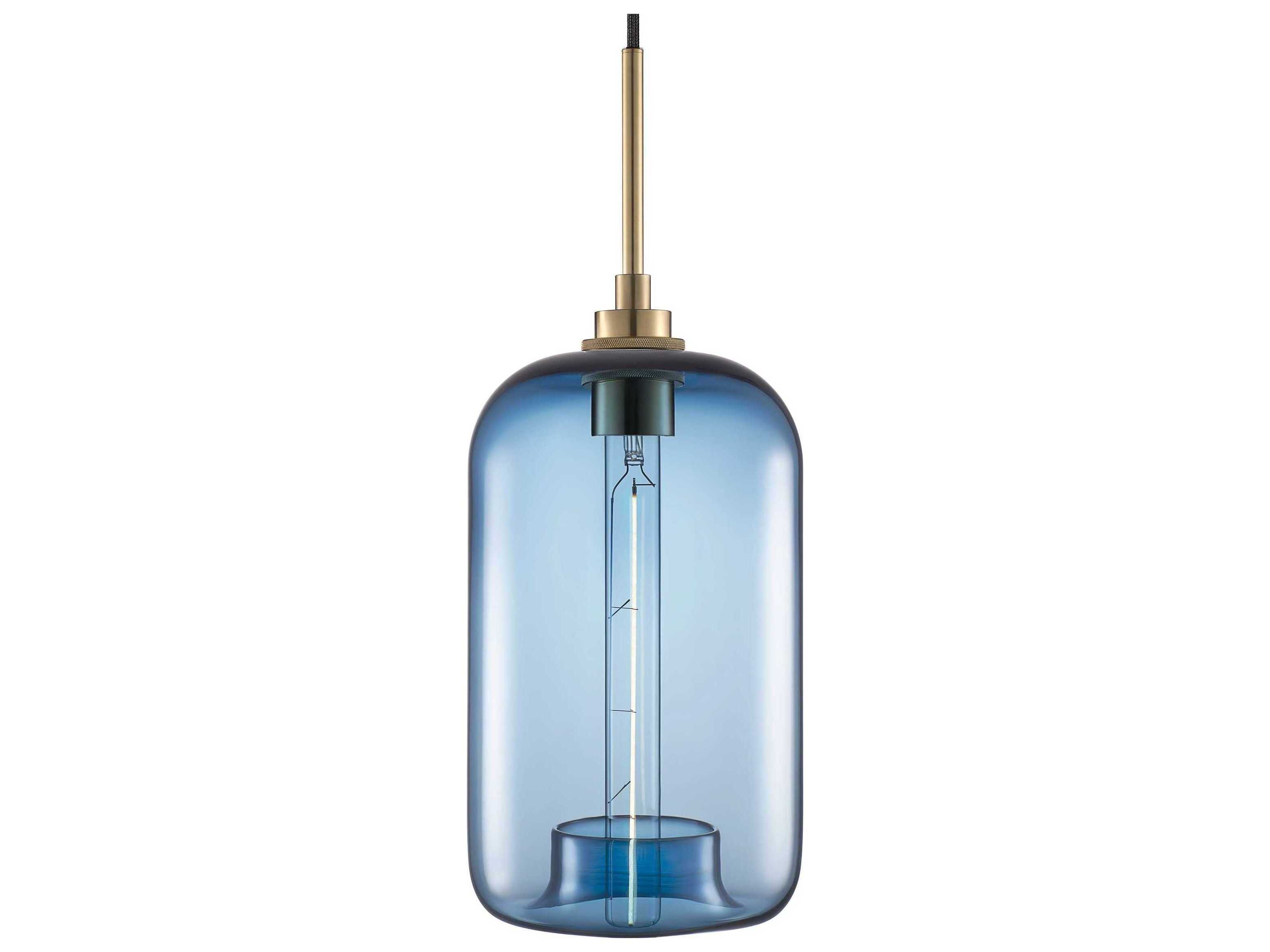 Niche Silica Pod 1-Light Sapphire Blue Cylinder Mini Pendant