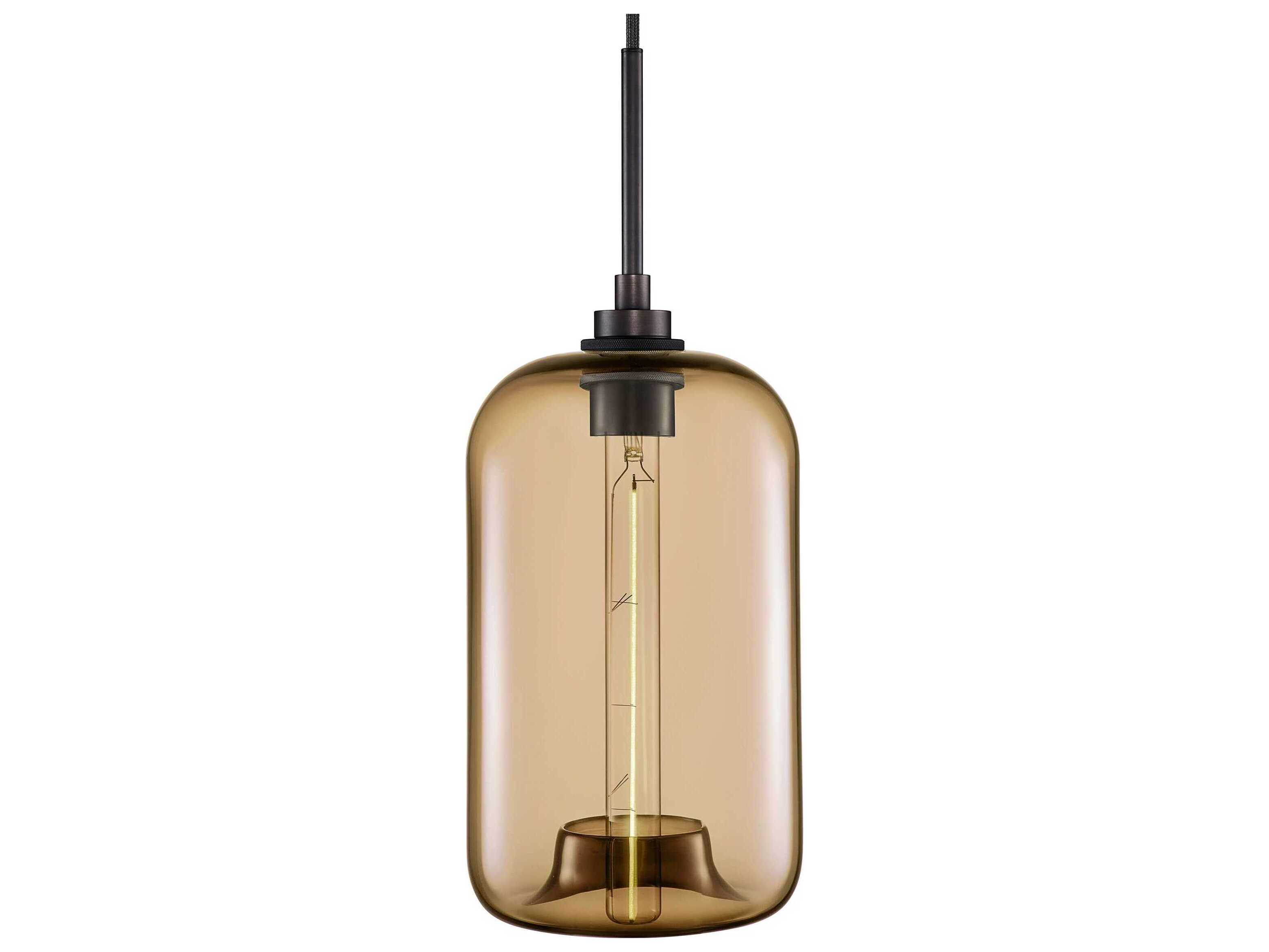 Niche Silica Pod 1-Light Smoke Yellow Cylinder Mini Pendant