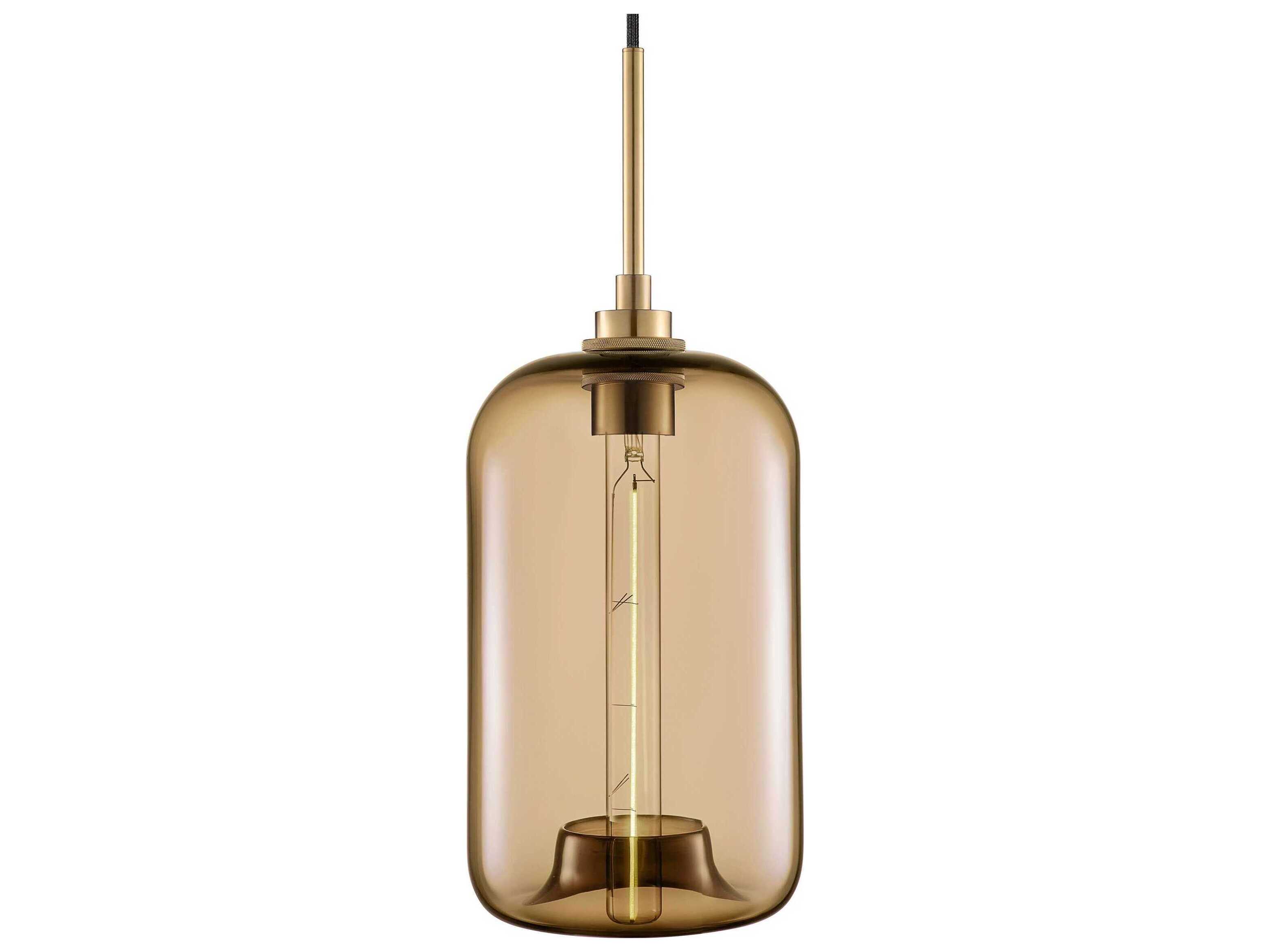 Niche Silica Pod 1-Light Smoke Yellow Cylinder Mini Pendant