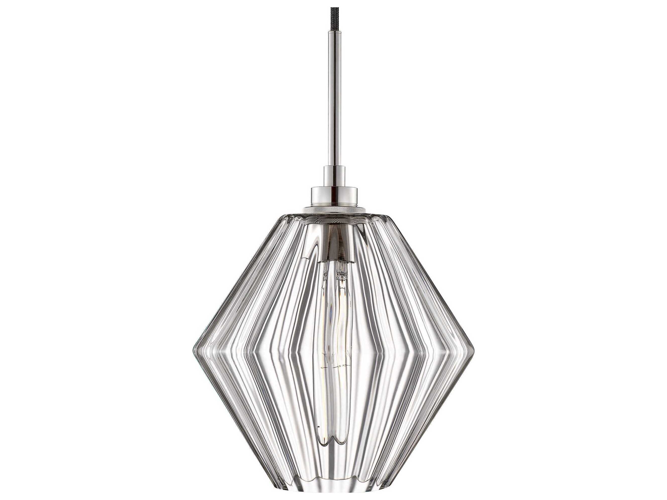 Niche Crystalline Trove 1-Light Clear Optique Polished Nickel Mini Pendant