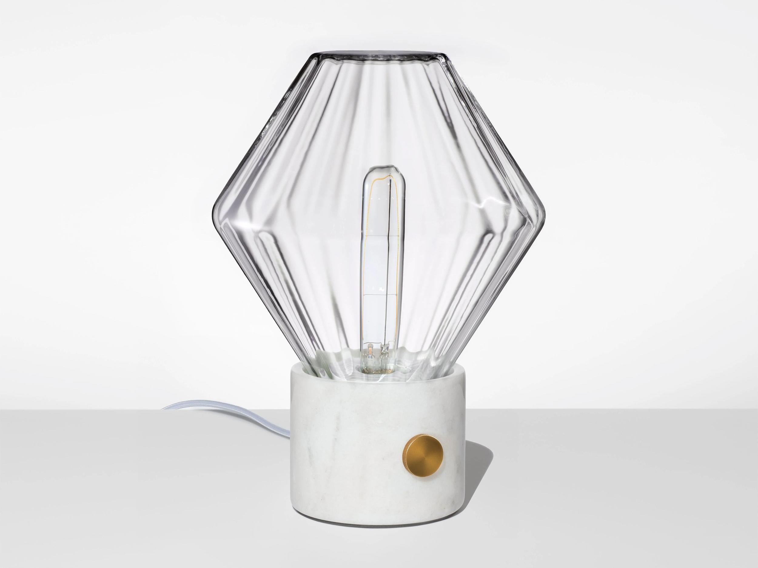 Niche Ionic Crystal Optique White Marble Table Lamp